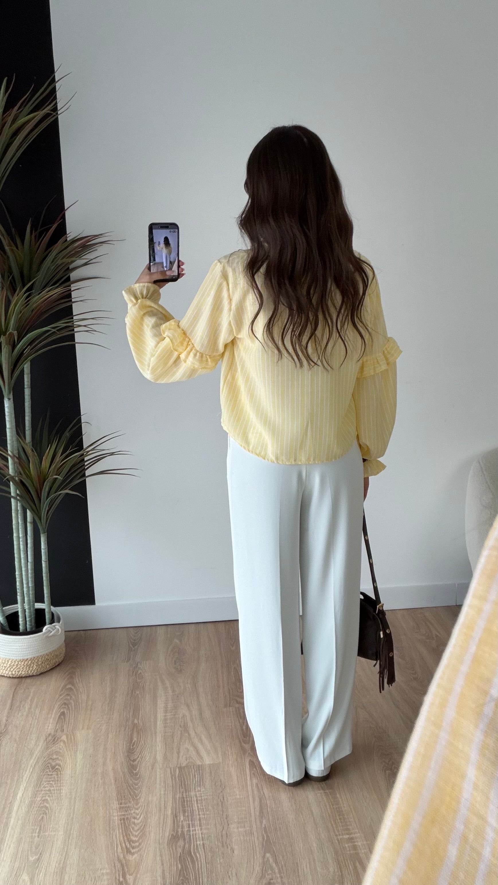Blouse à rayures jaune