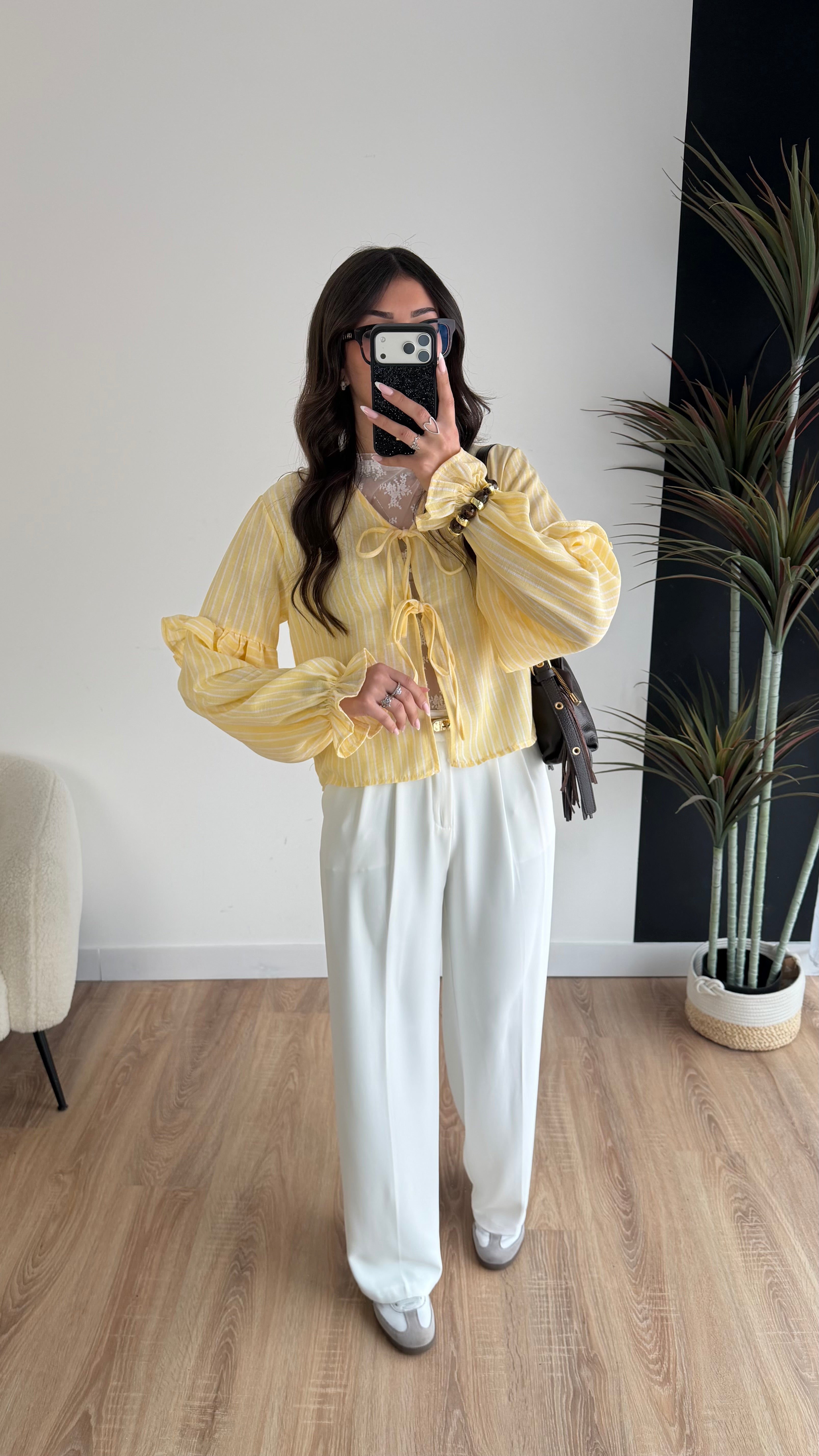 Blouse à rayures jaune