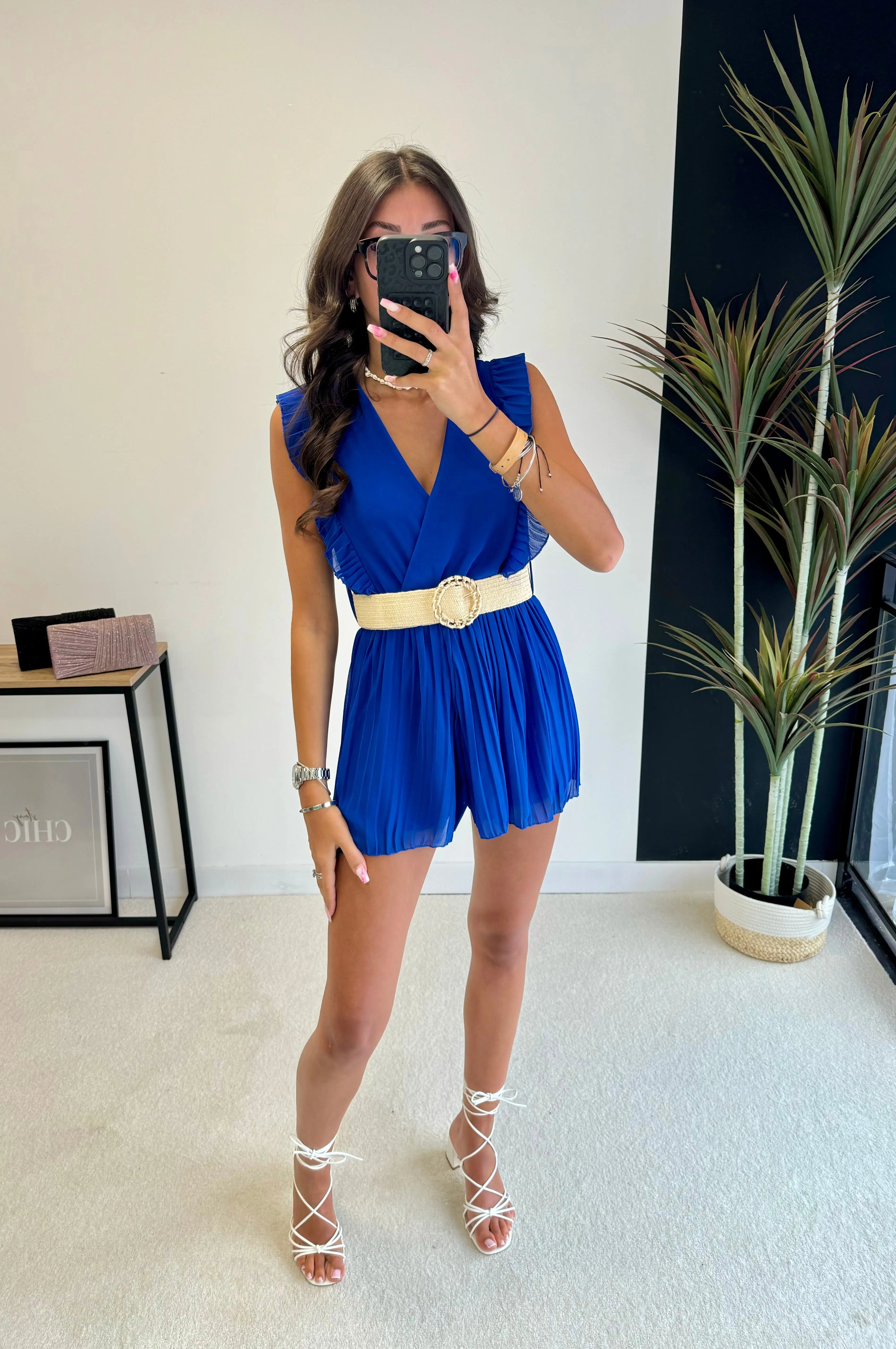 Combi-short plissée