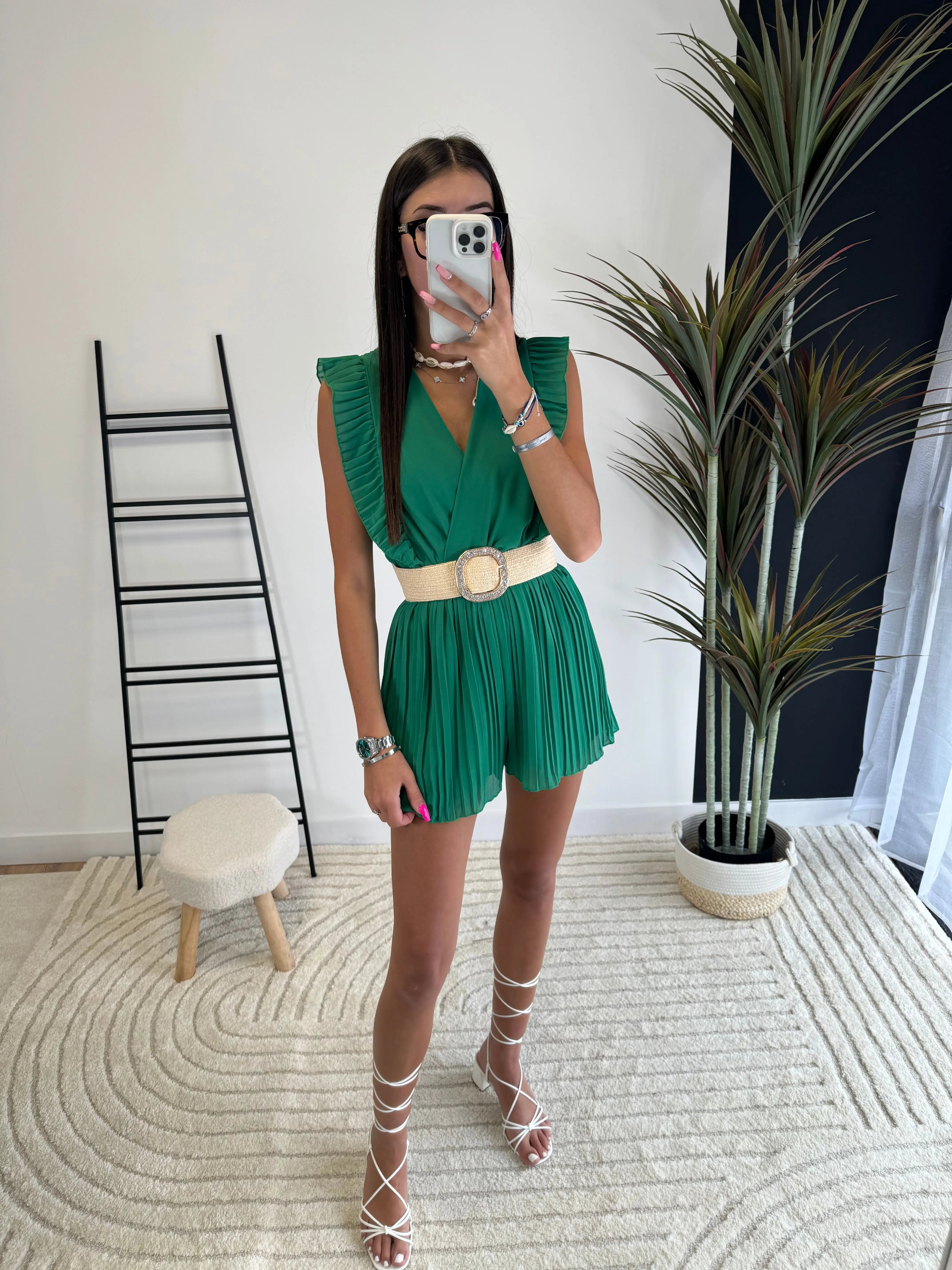 Combi-short plissée