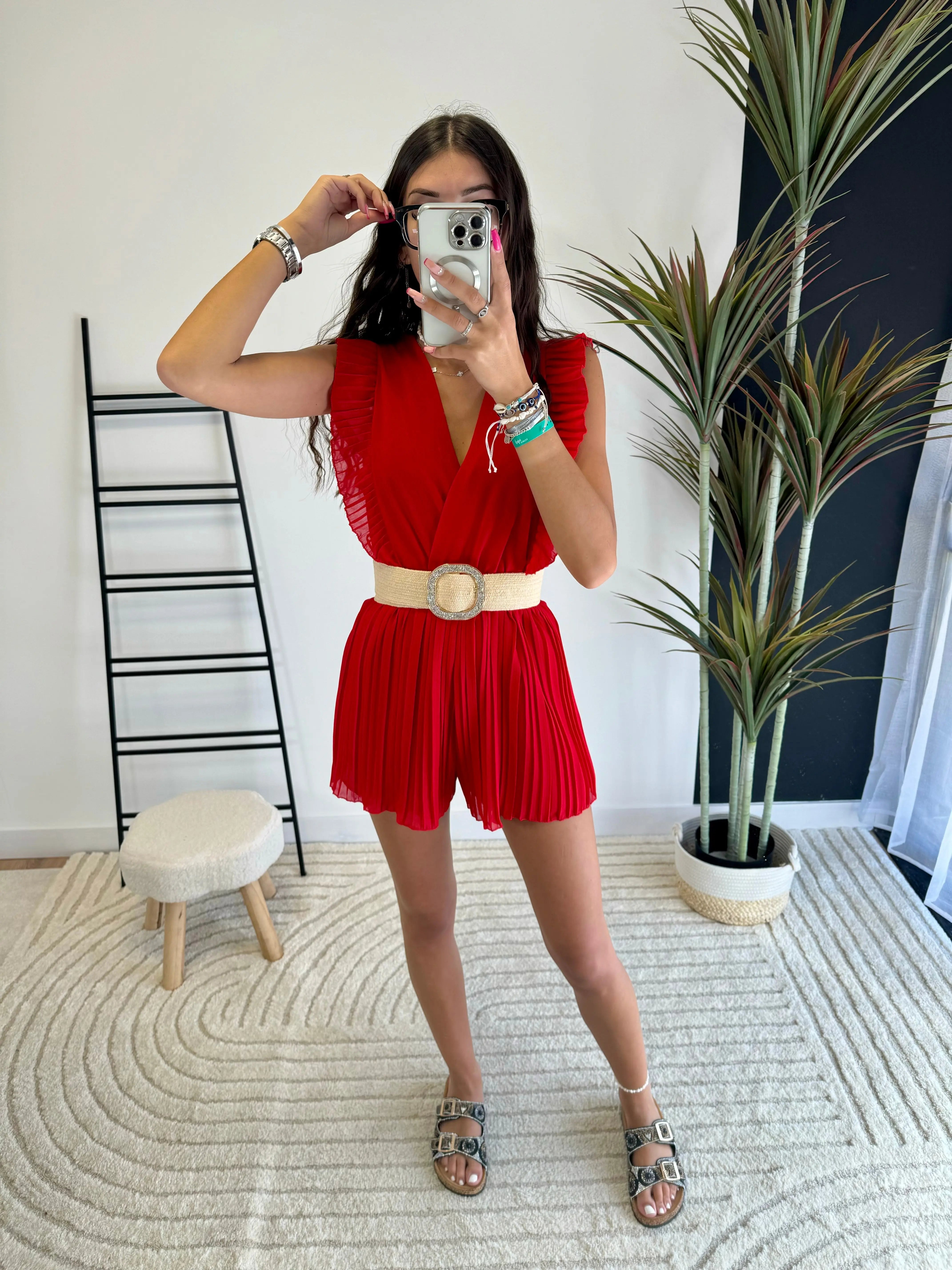 Combi-short plissée