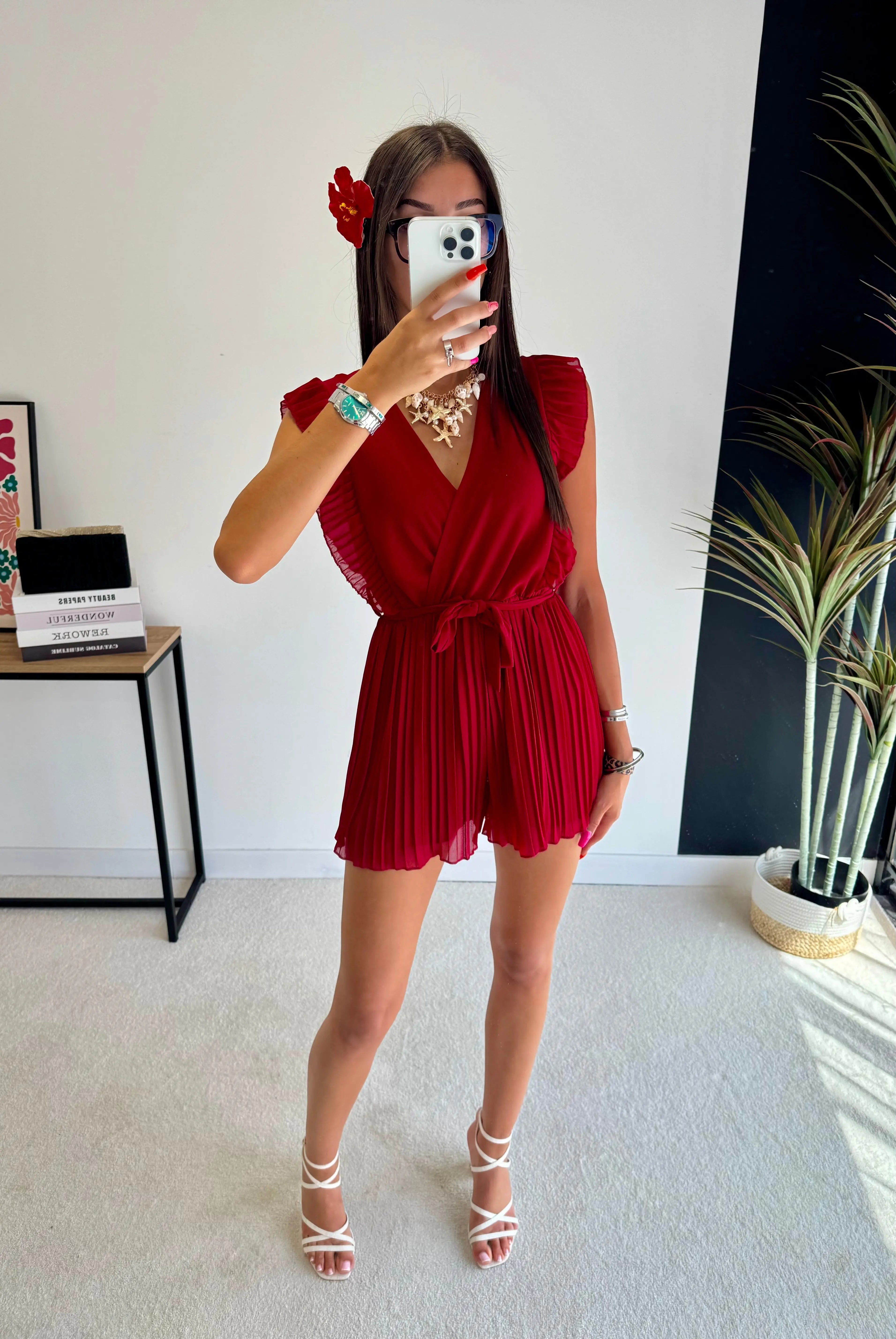 Combi-short plissée