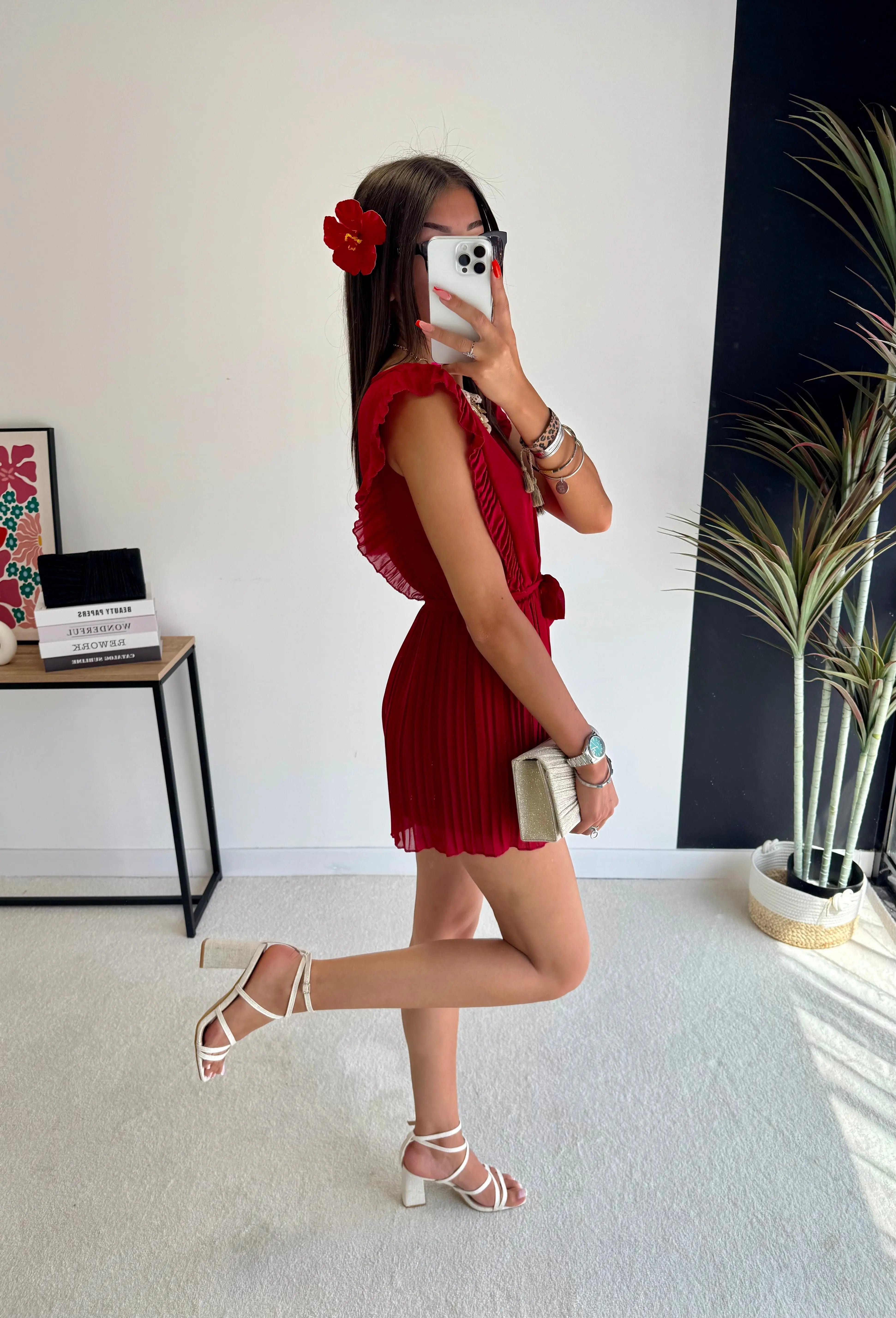 Combi-short plissée