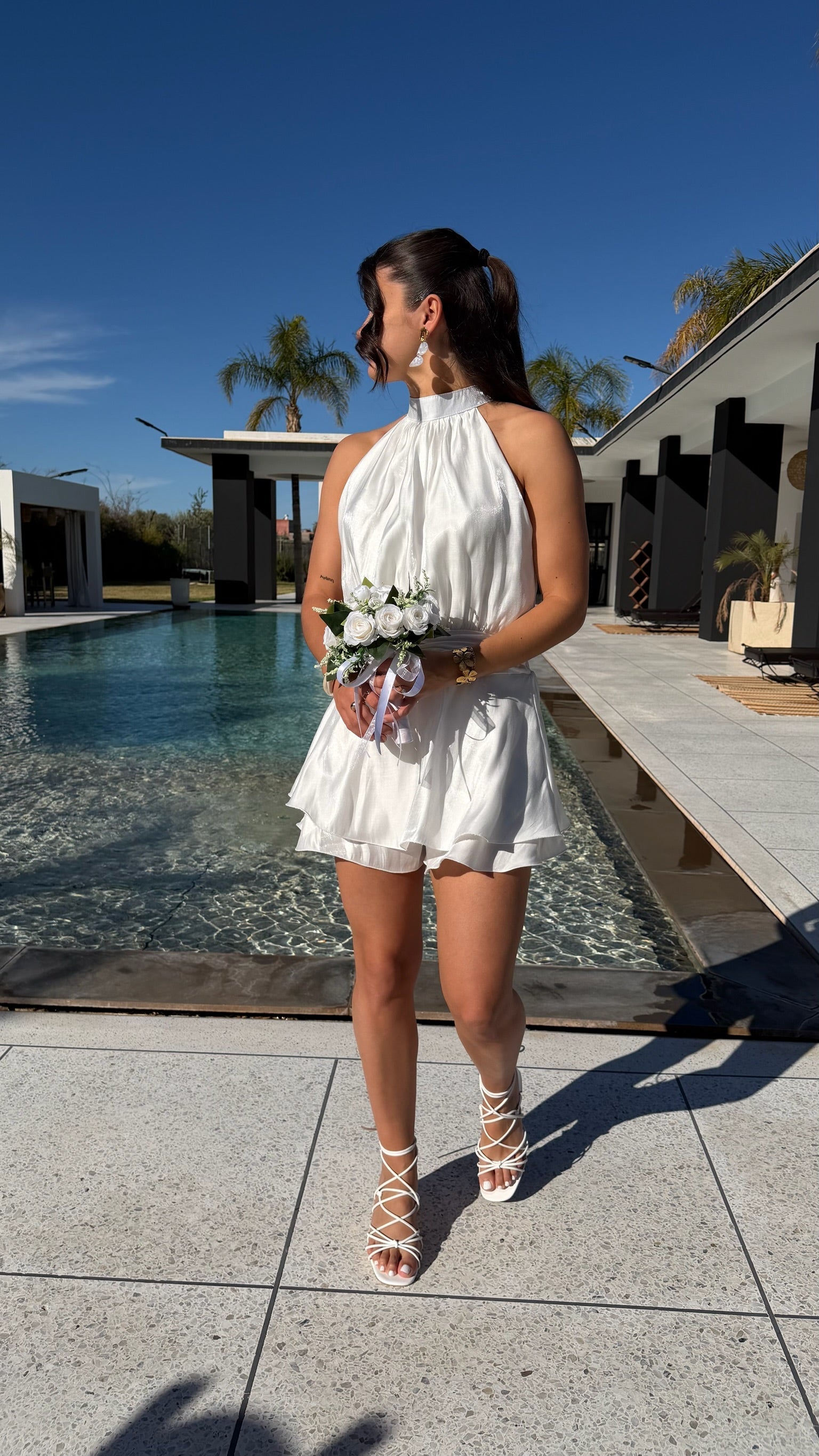 Combi-short satinée