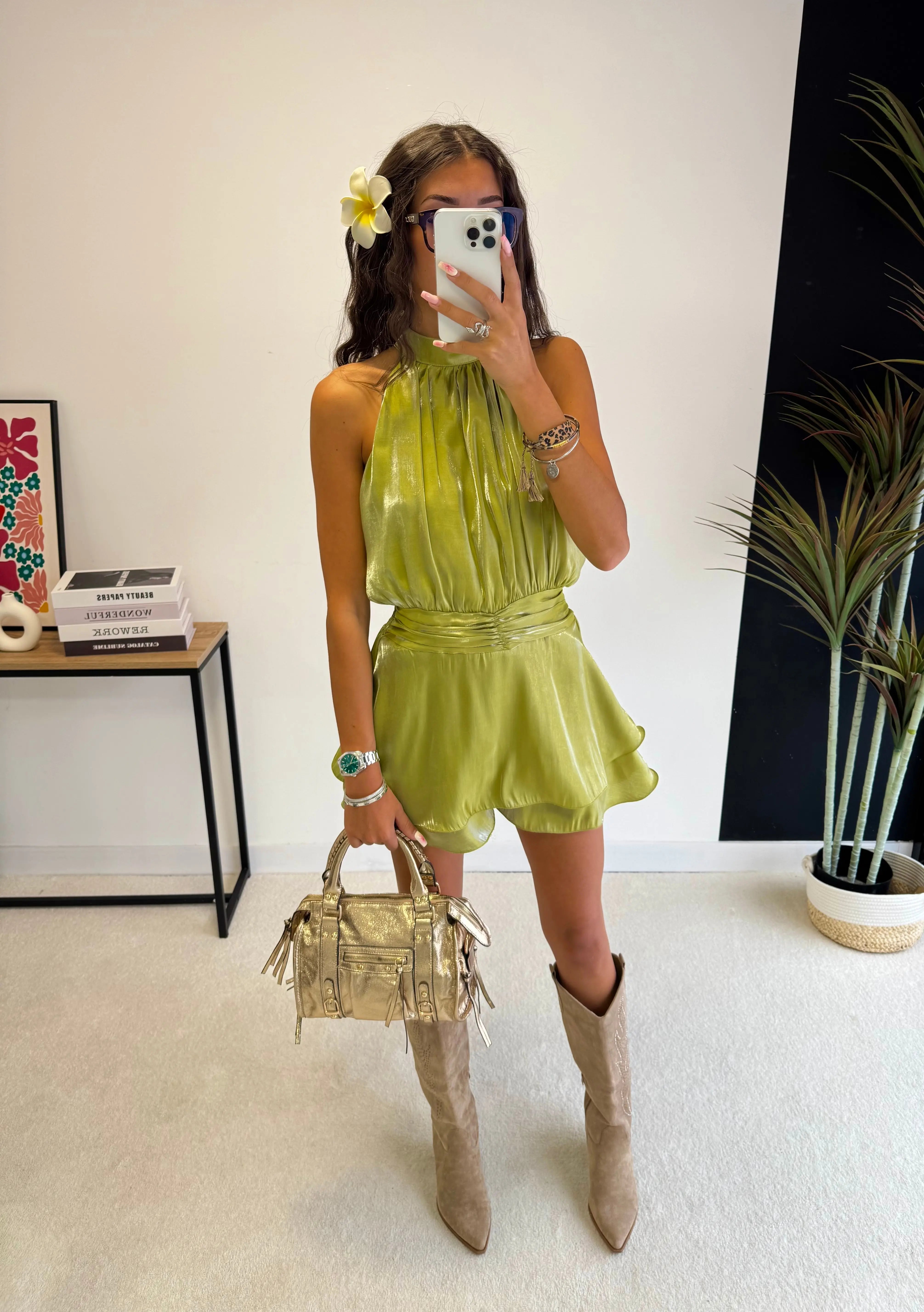 Combi-short satinée