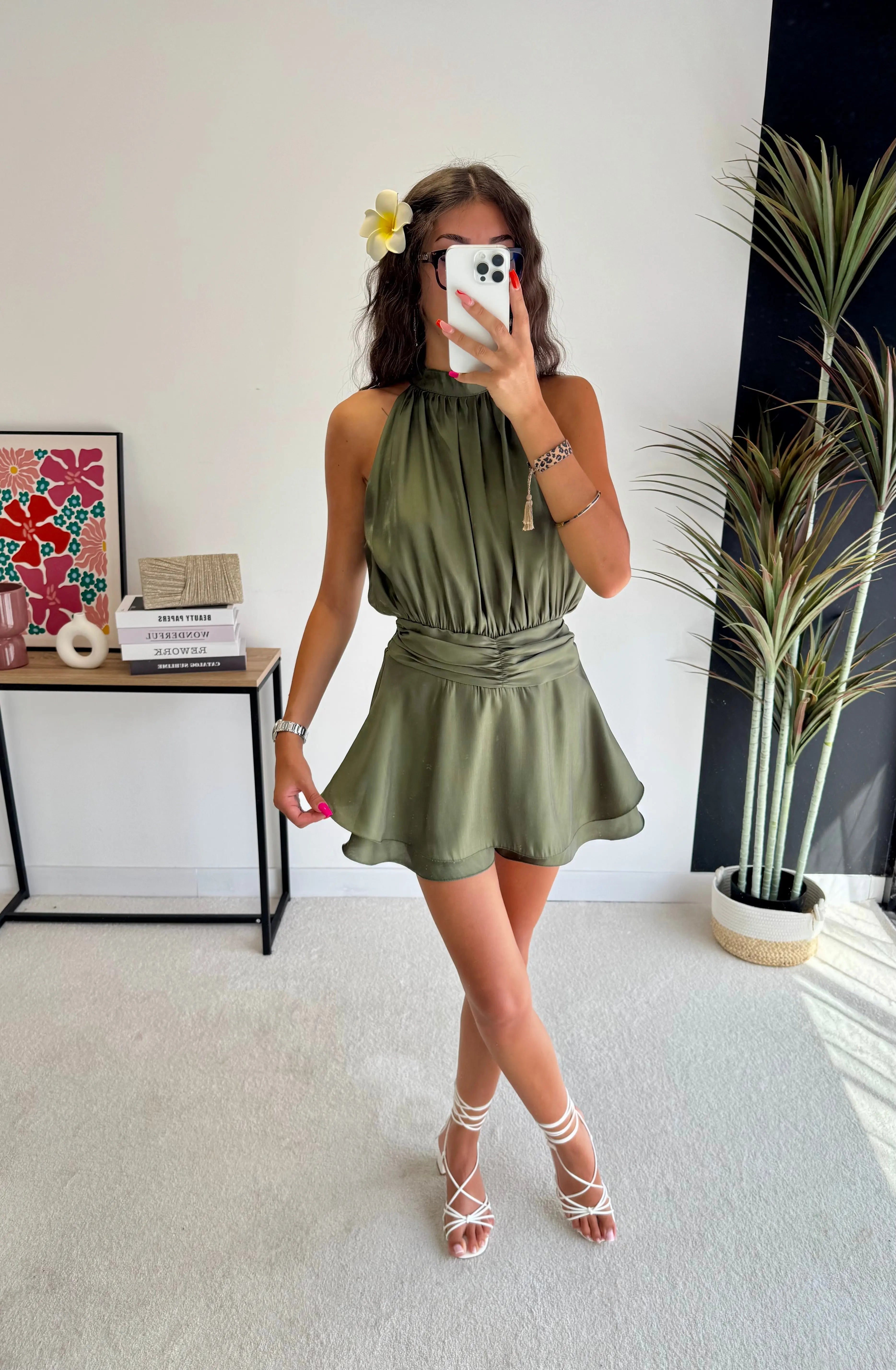 Combi-short satinée