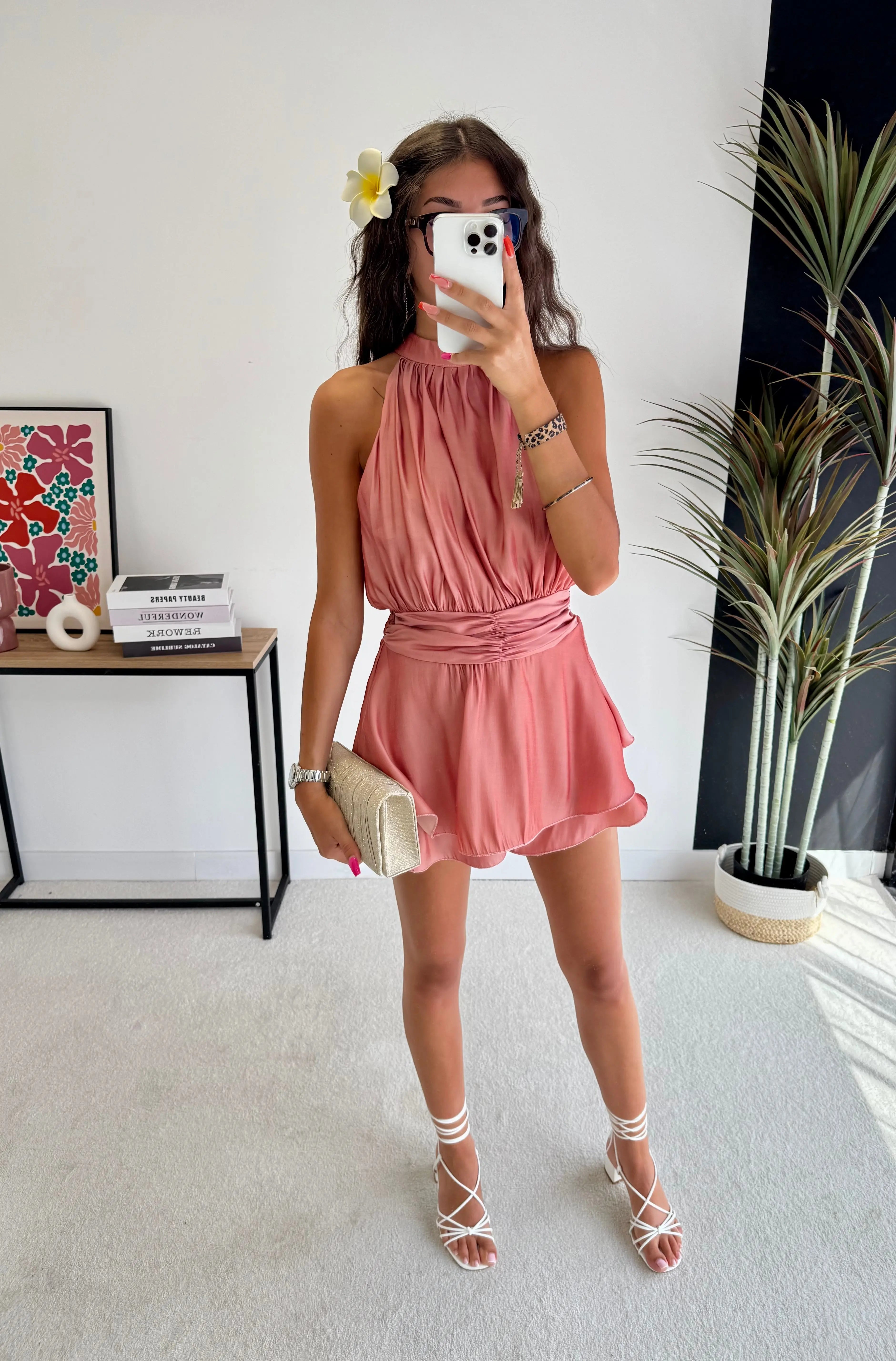 Combi-short satinée