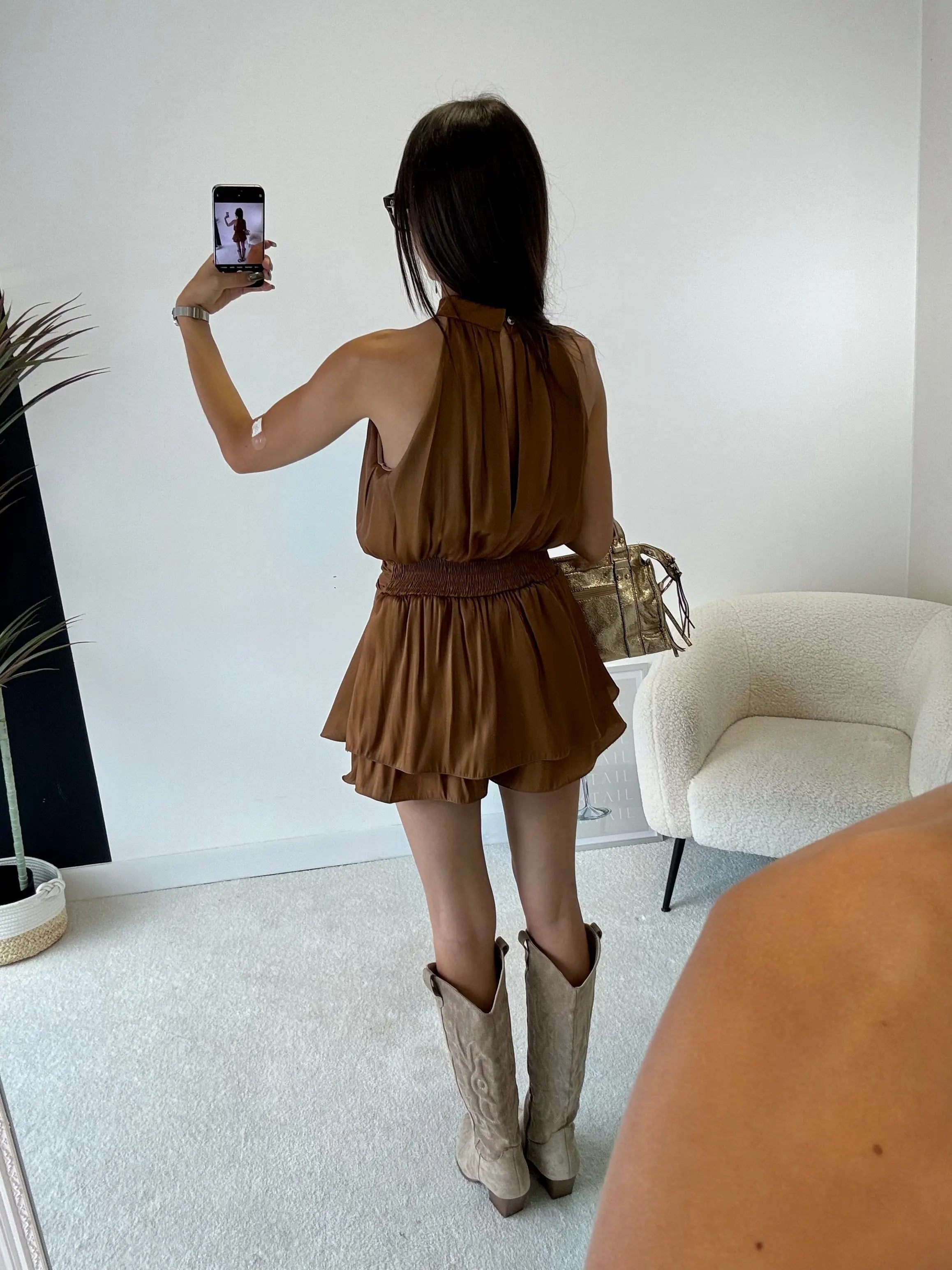 Combi-short satinée