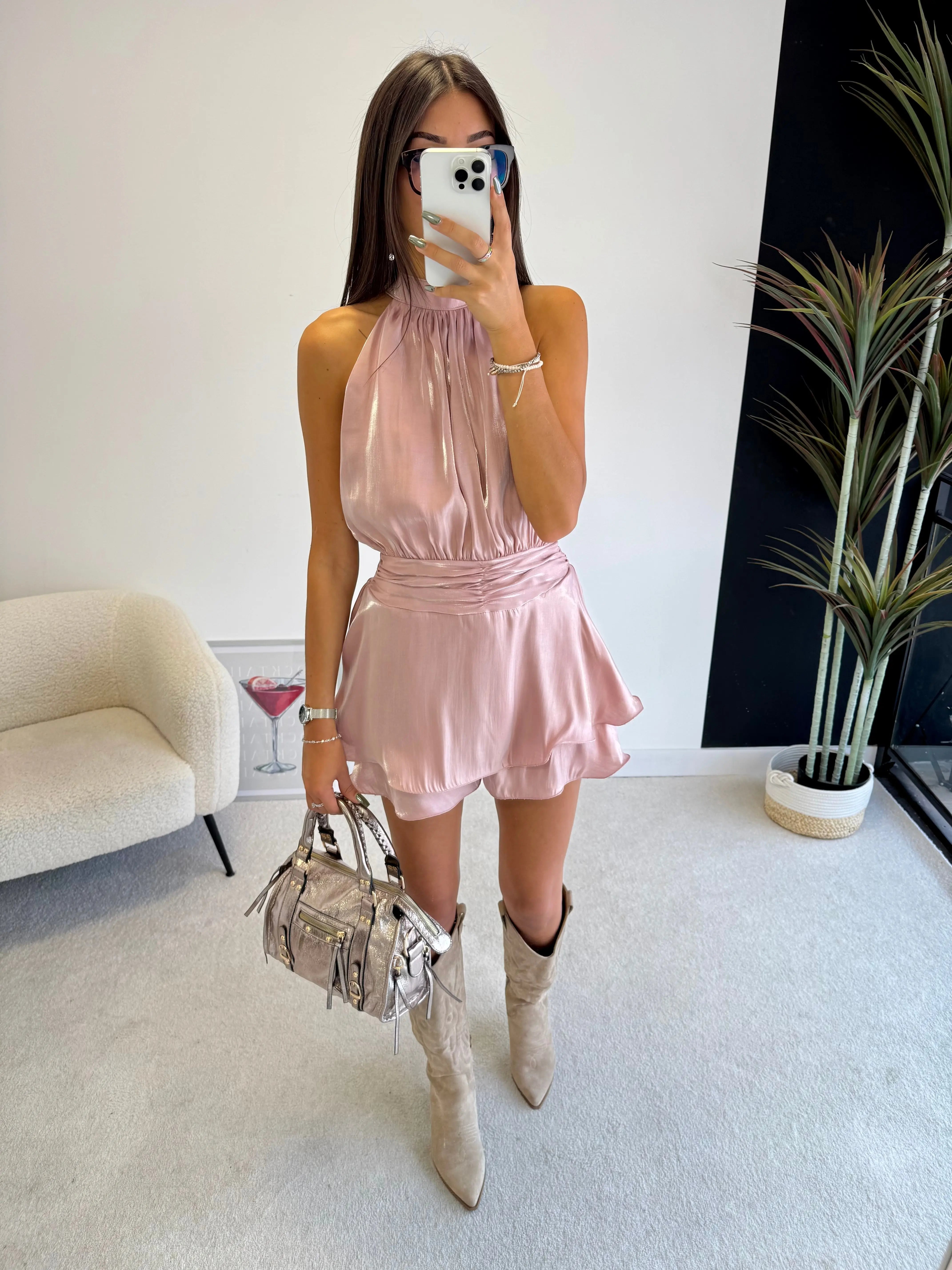 Combi-short satinée