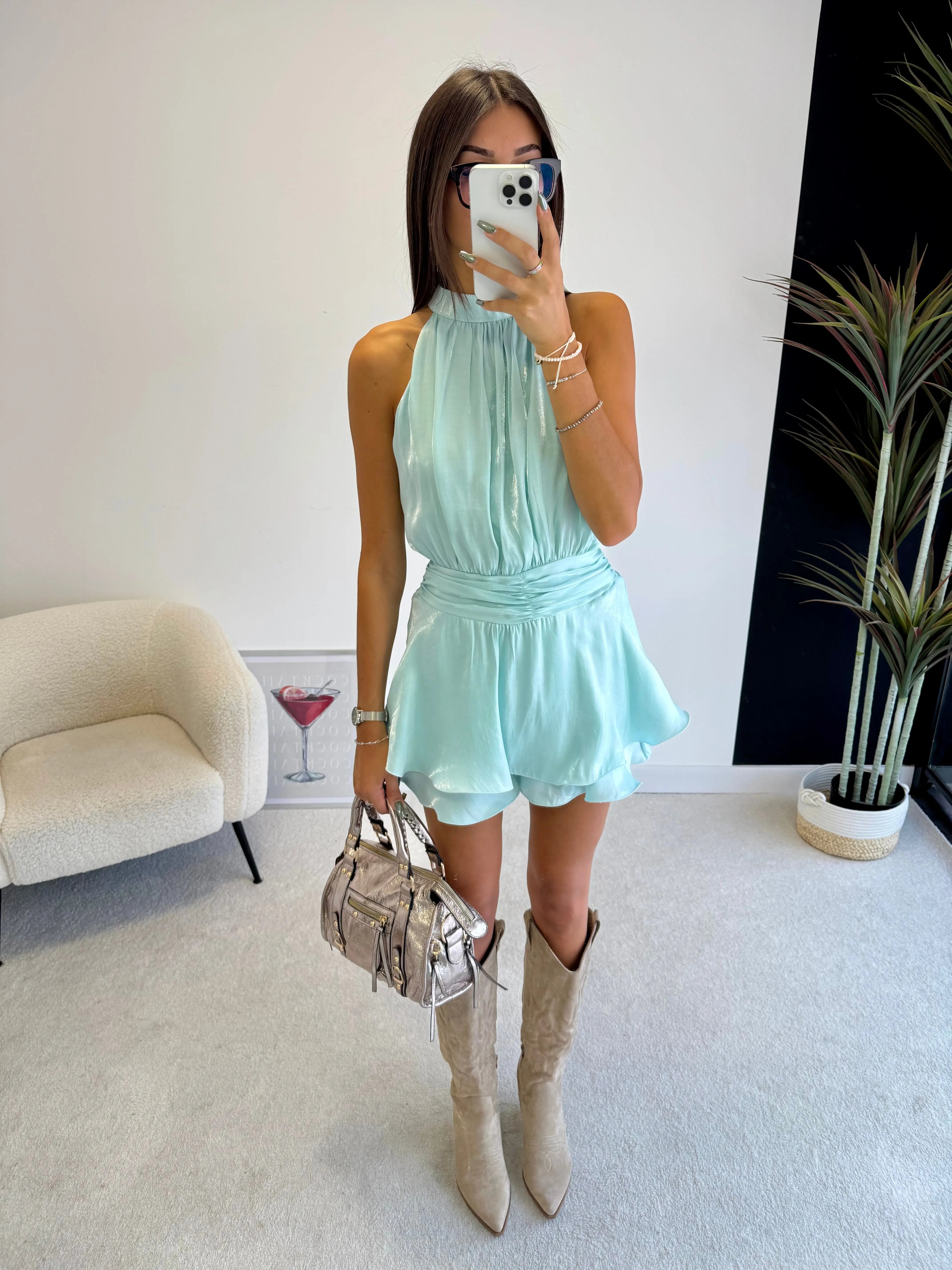 Combi-short satinée