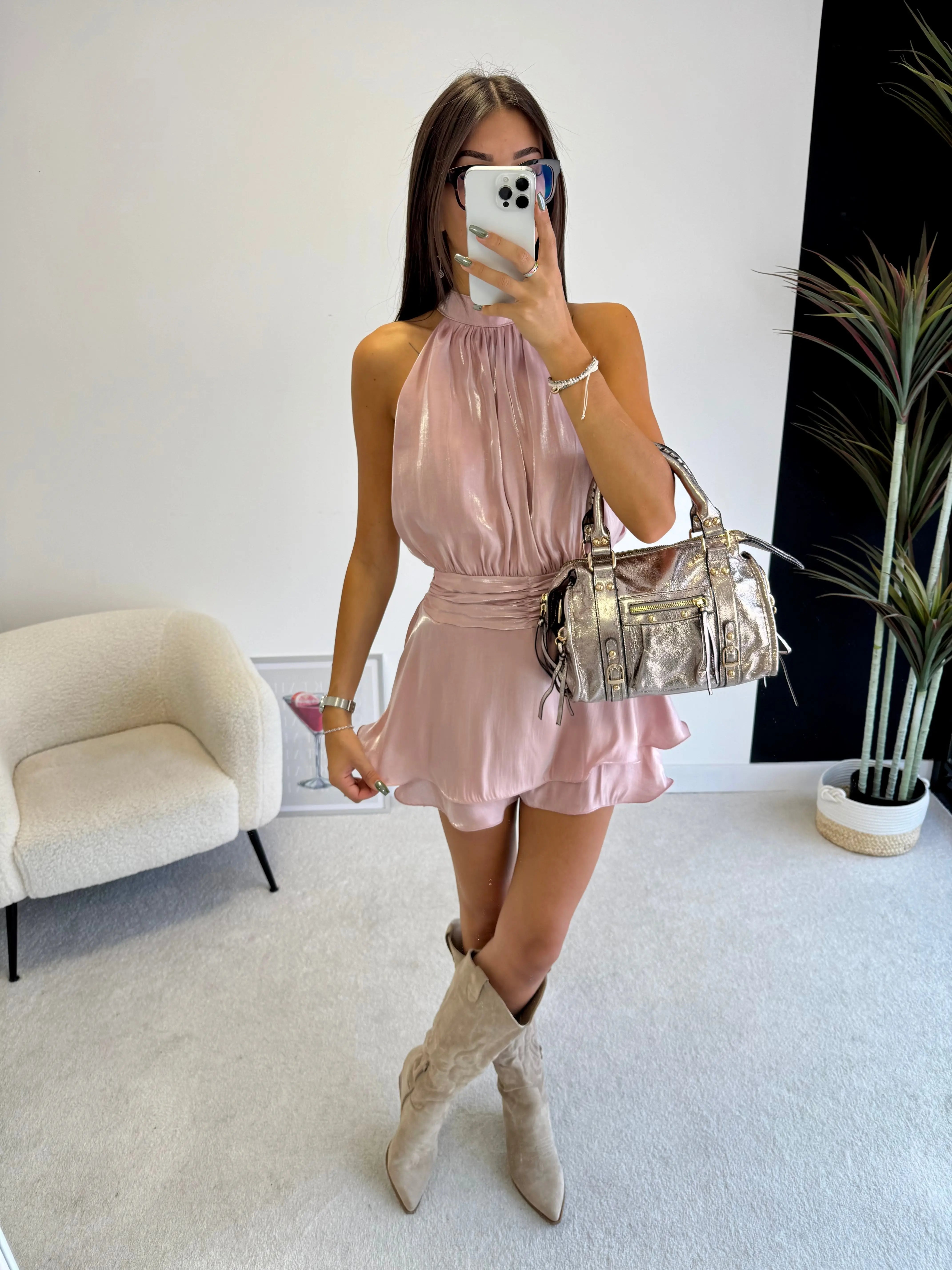 Combi-short satinée