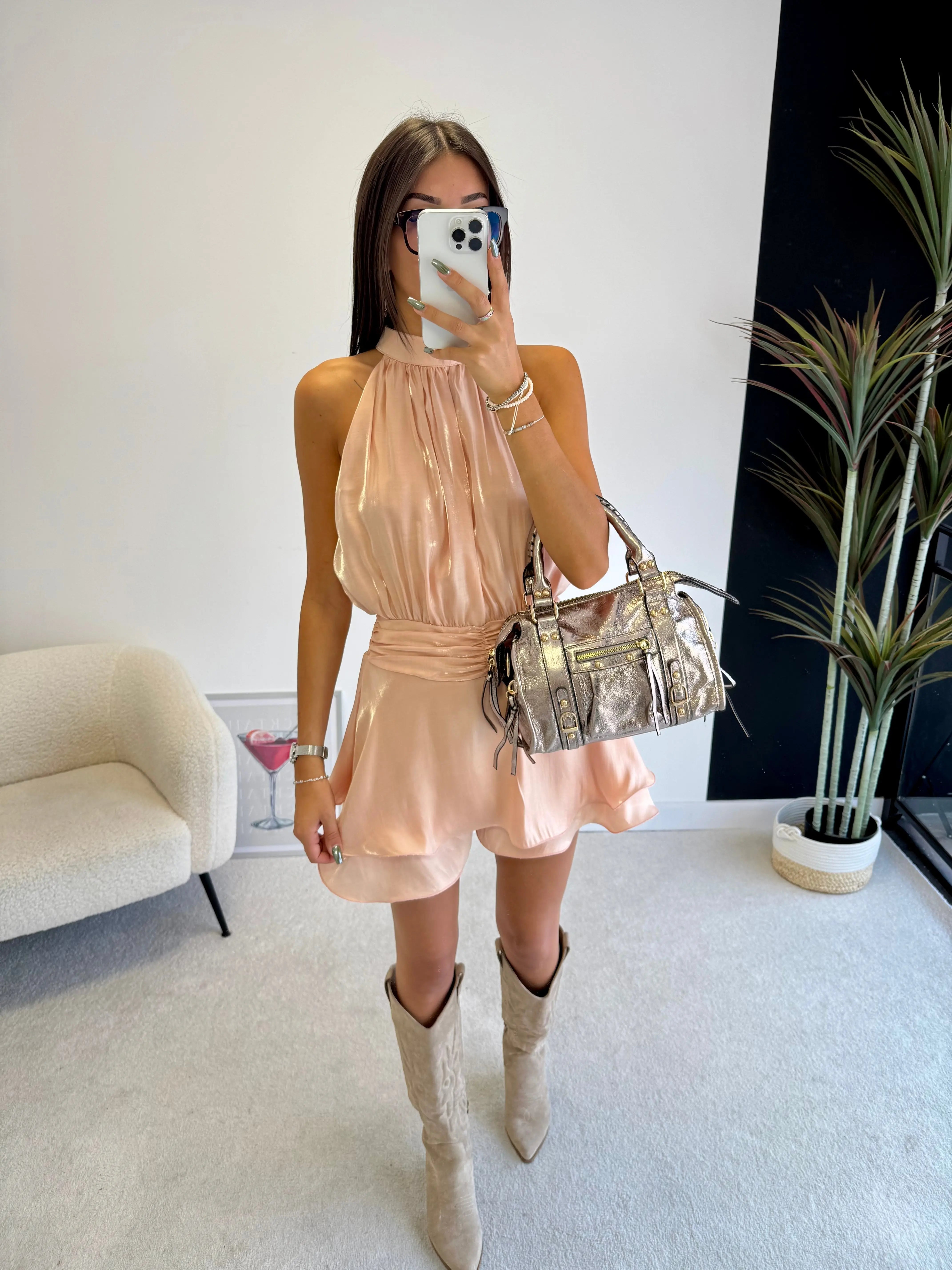 Combi-short satinée