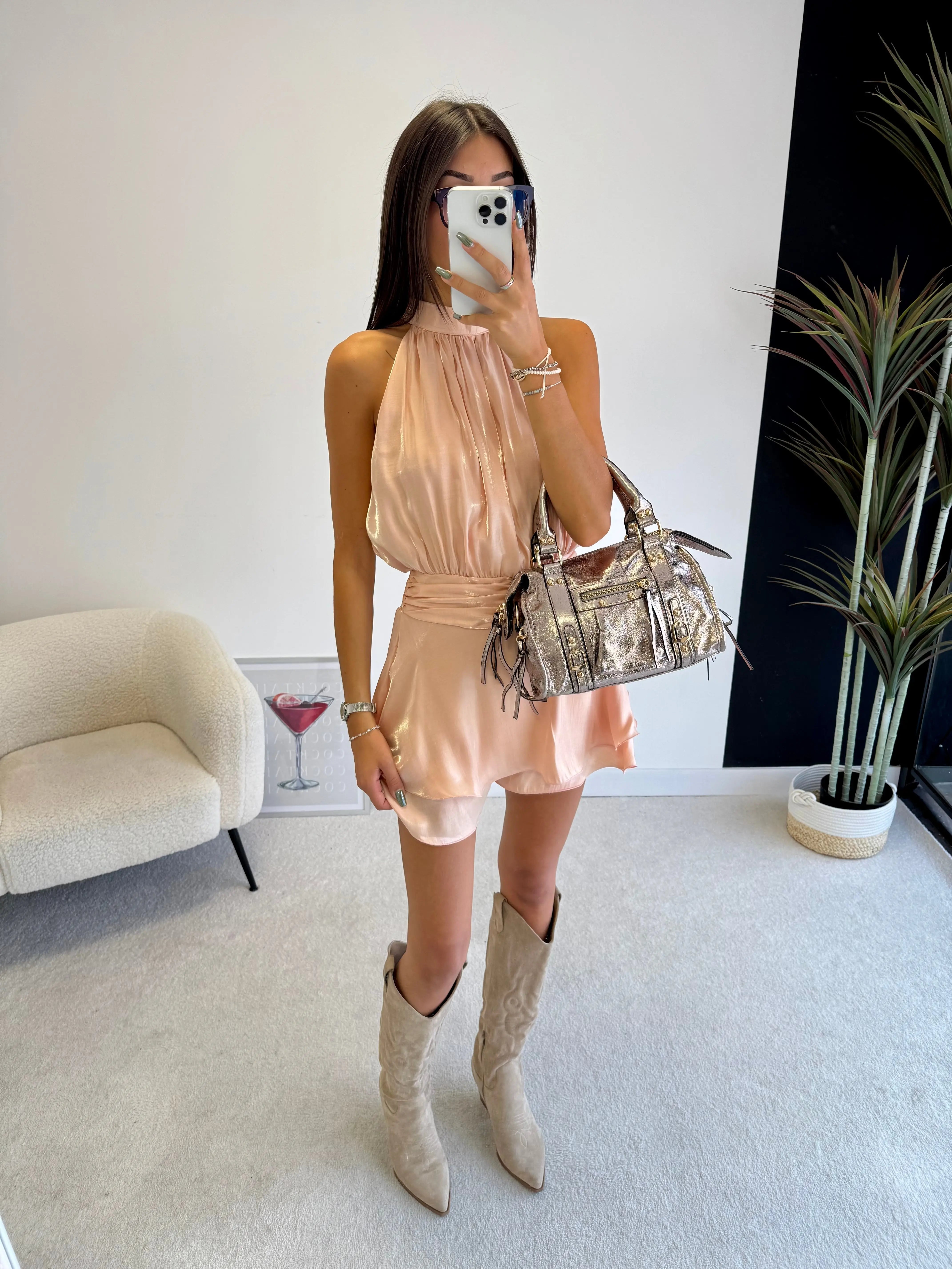 Combi-short satinée