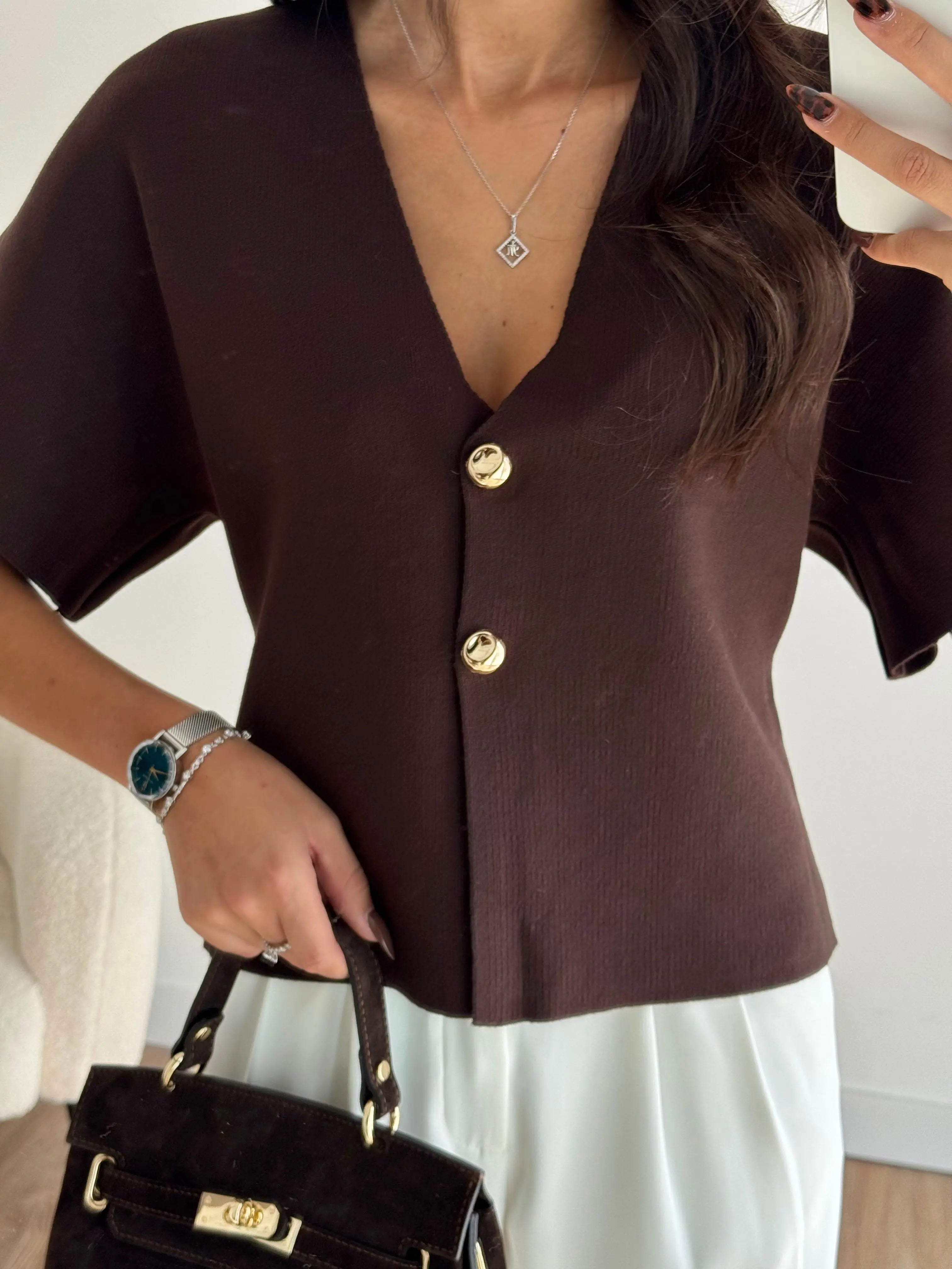 Gilet à bouton choco