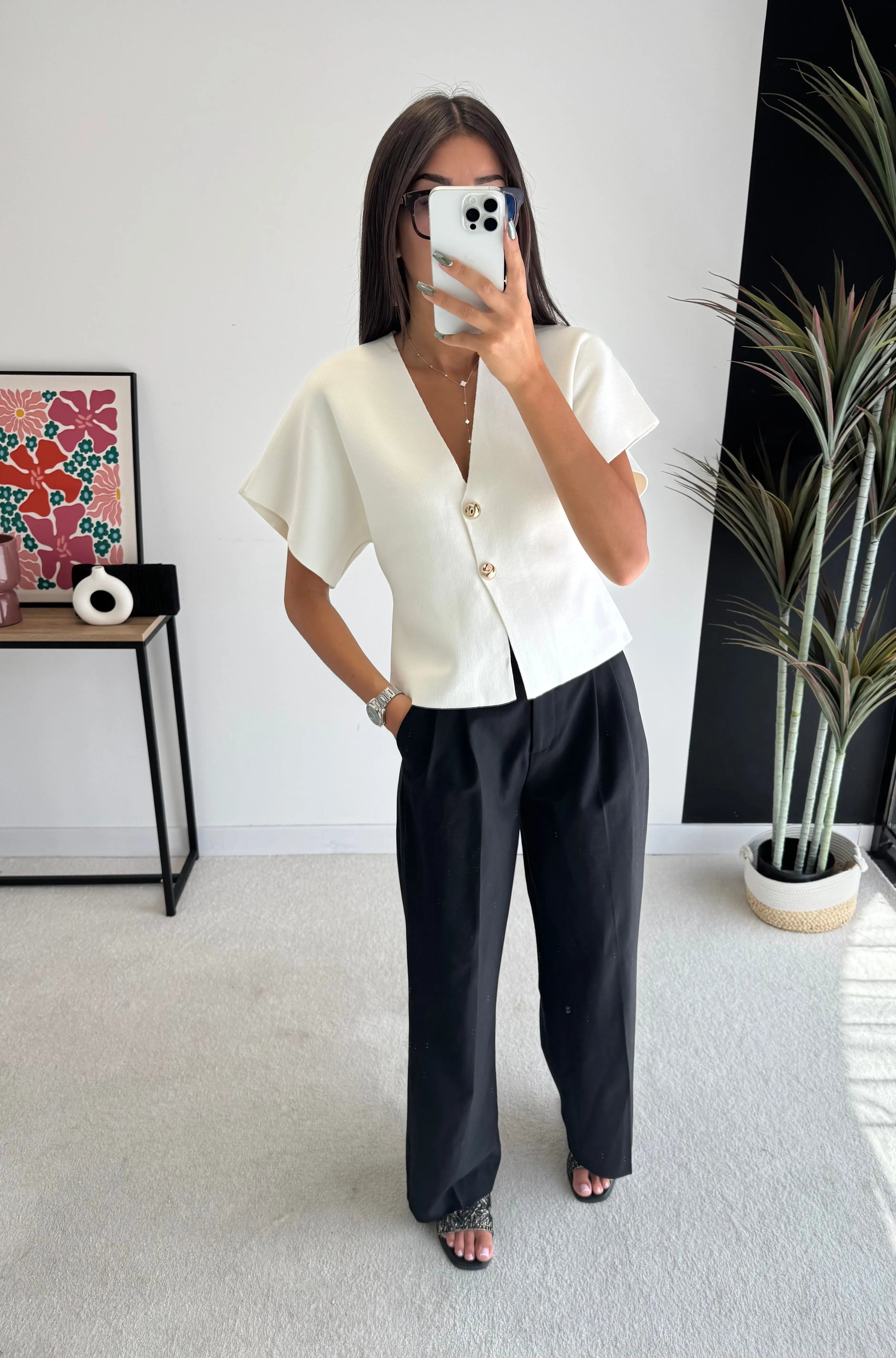 Gilet à boutons écru