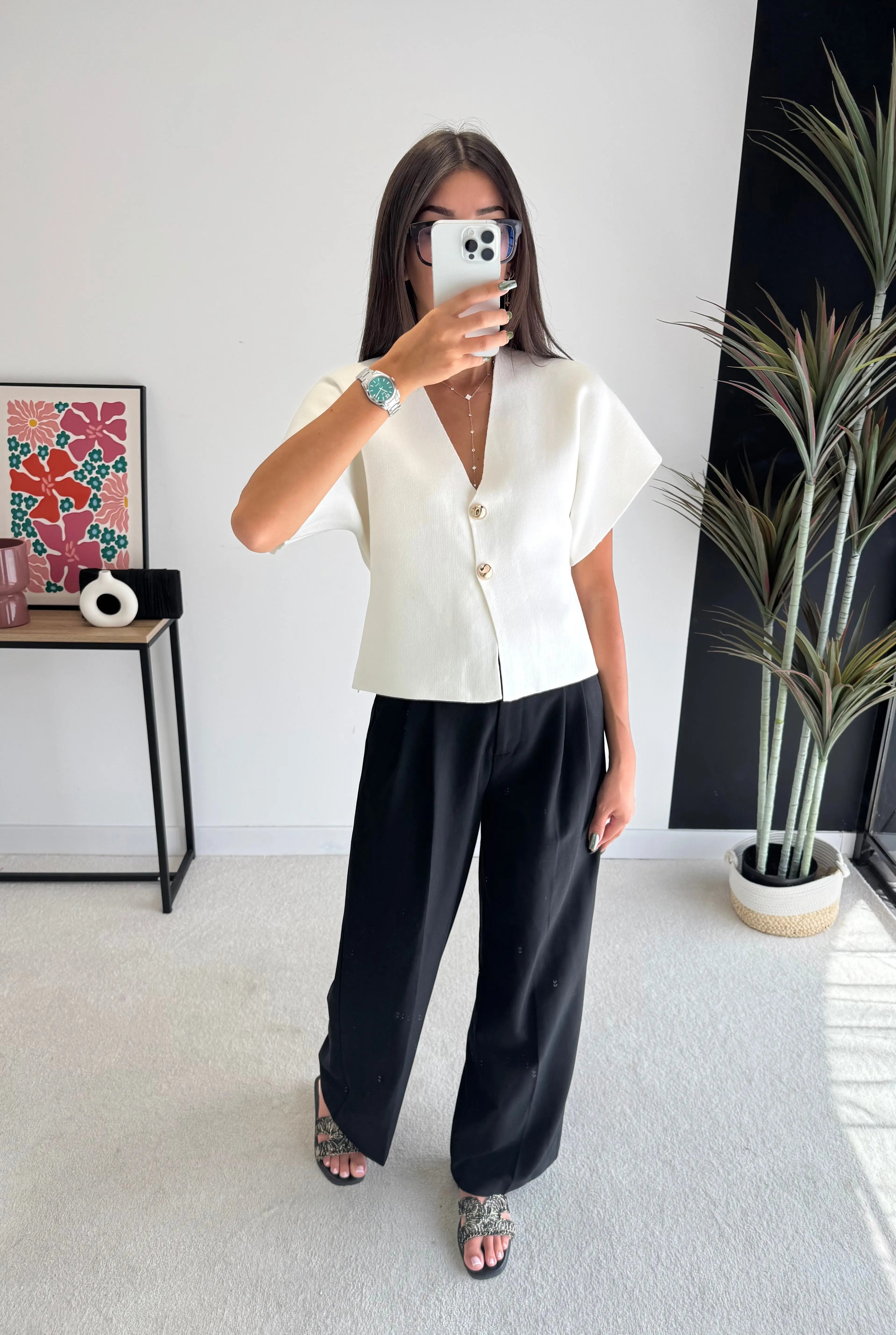 Gilet à boutons écru