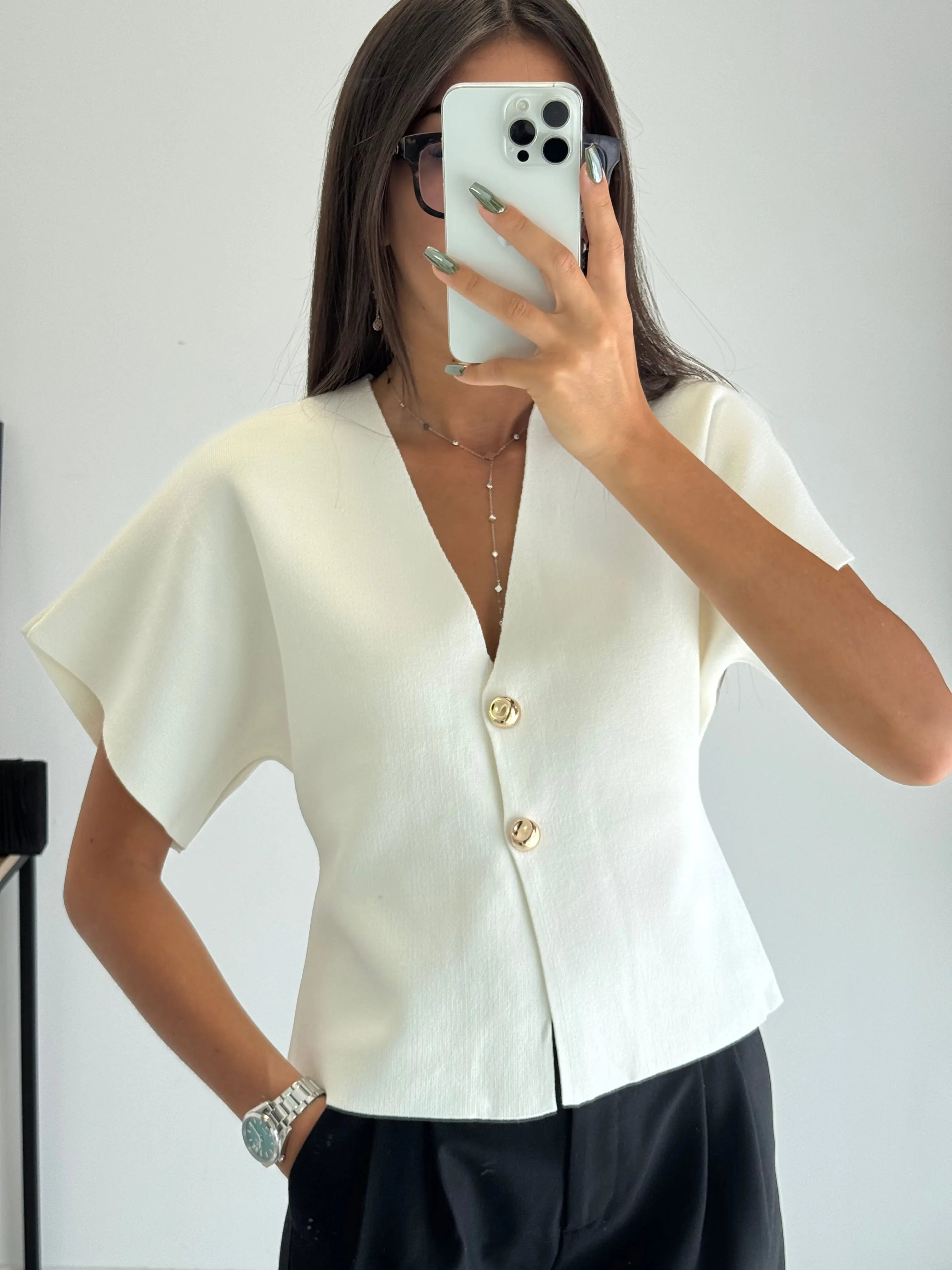 Gilet à boutons écru