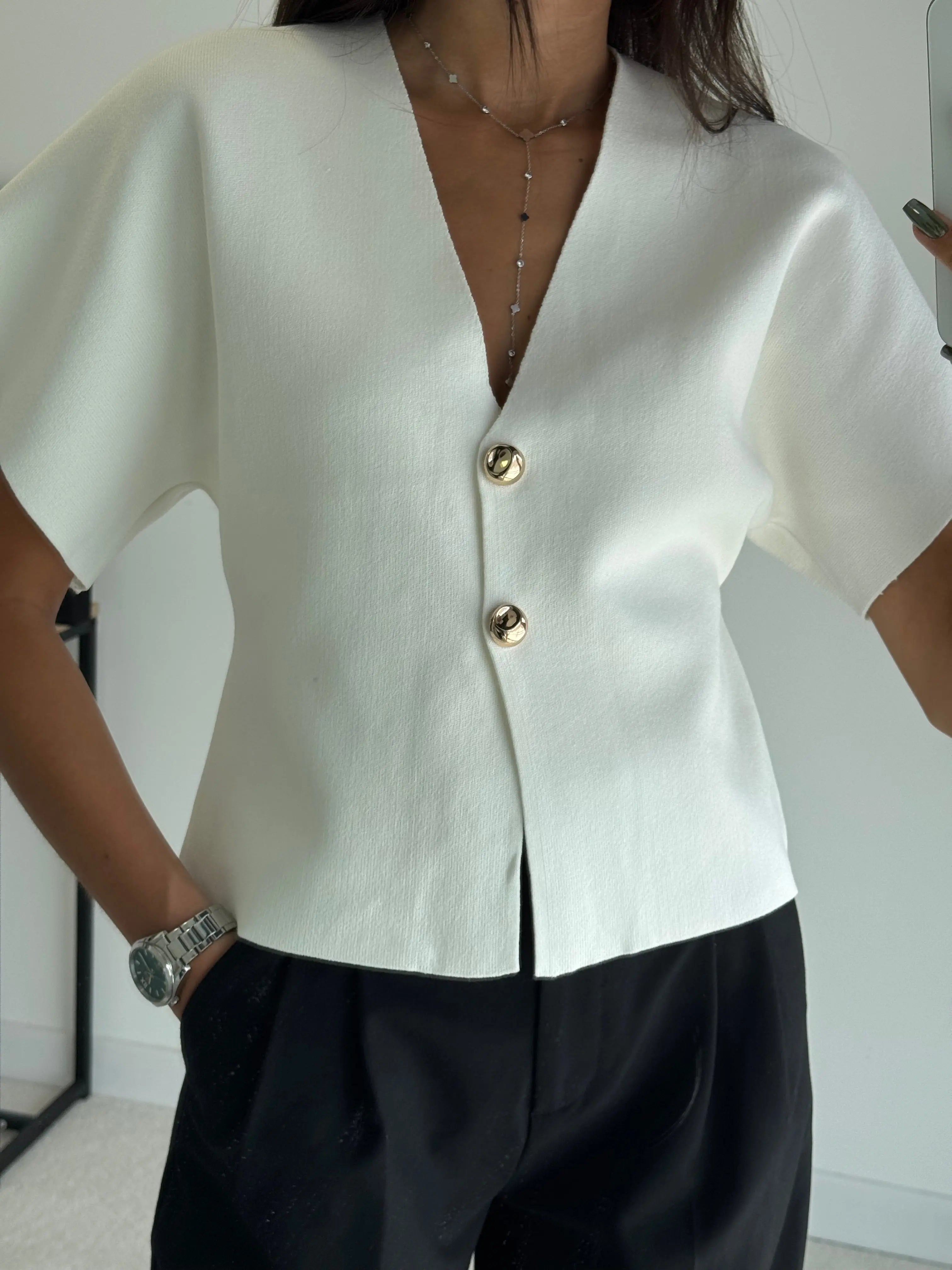 Gilet à boutons écru