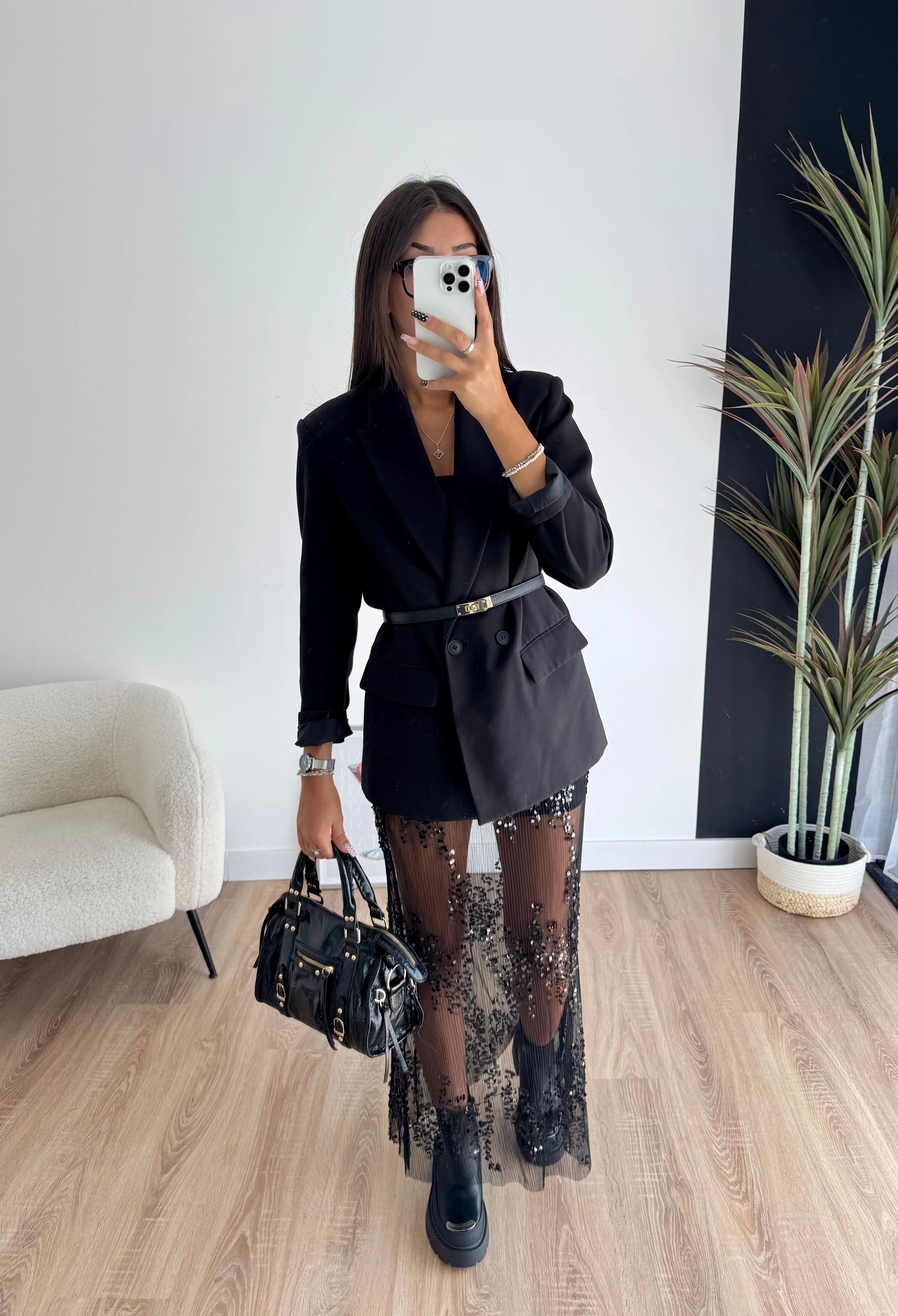 Jupe à sequins noirs (précommande)