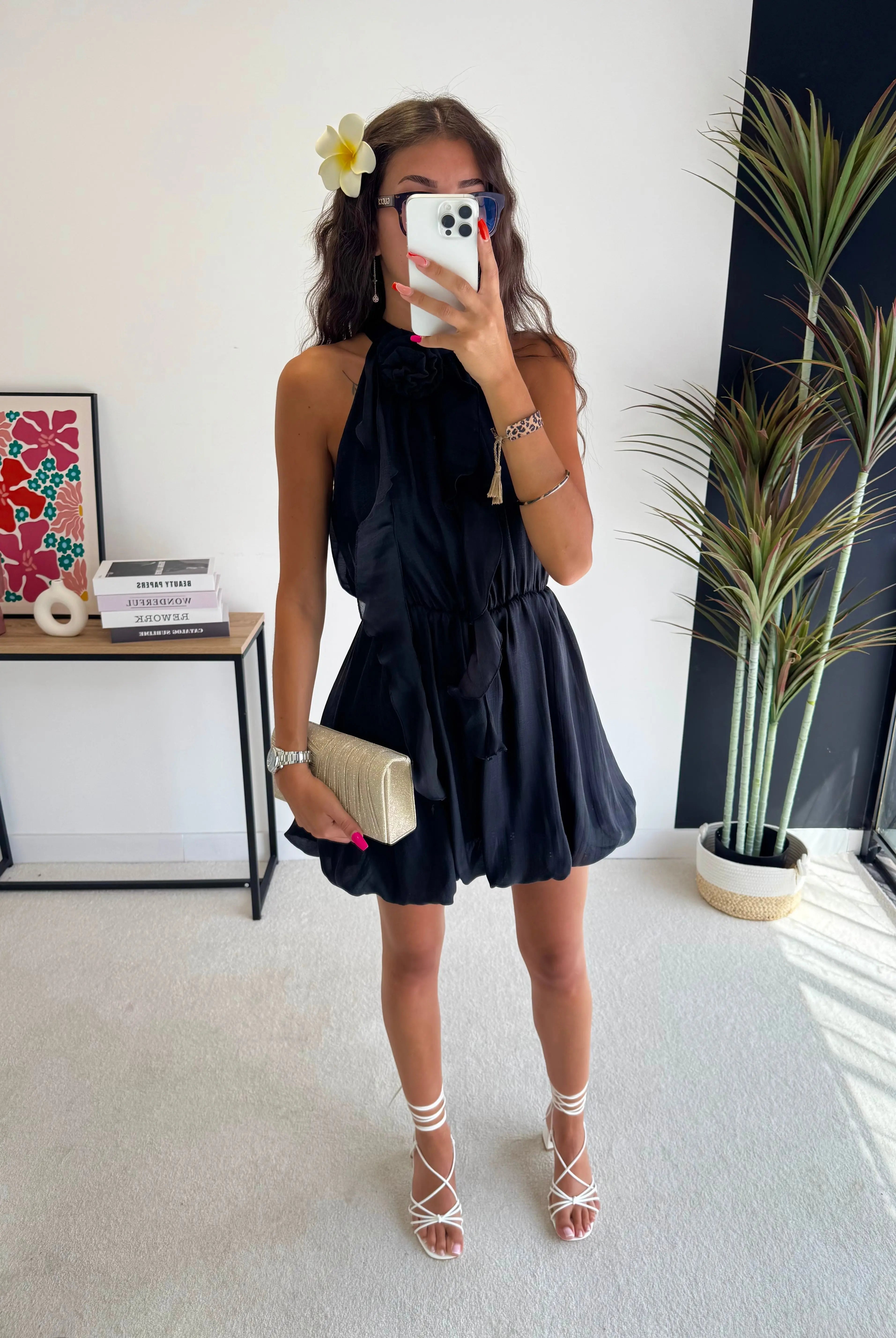 Robe courte à fleurs