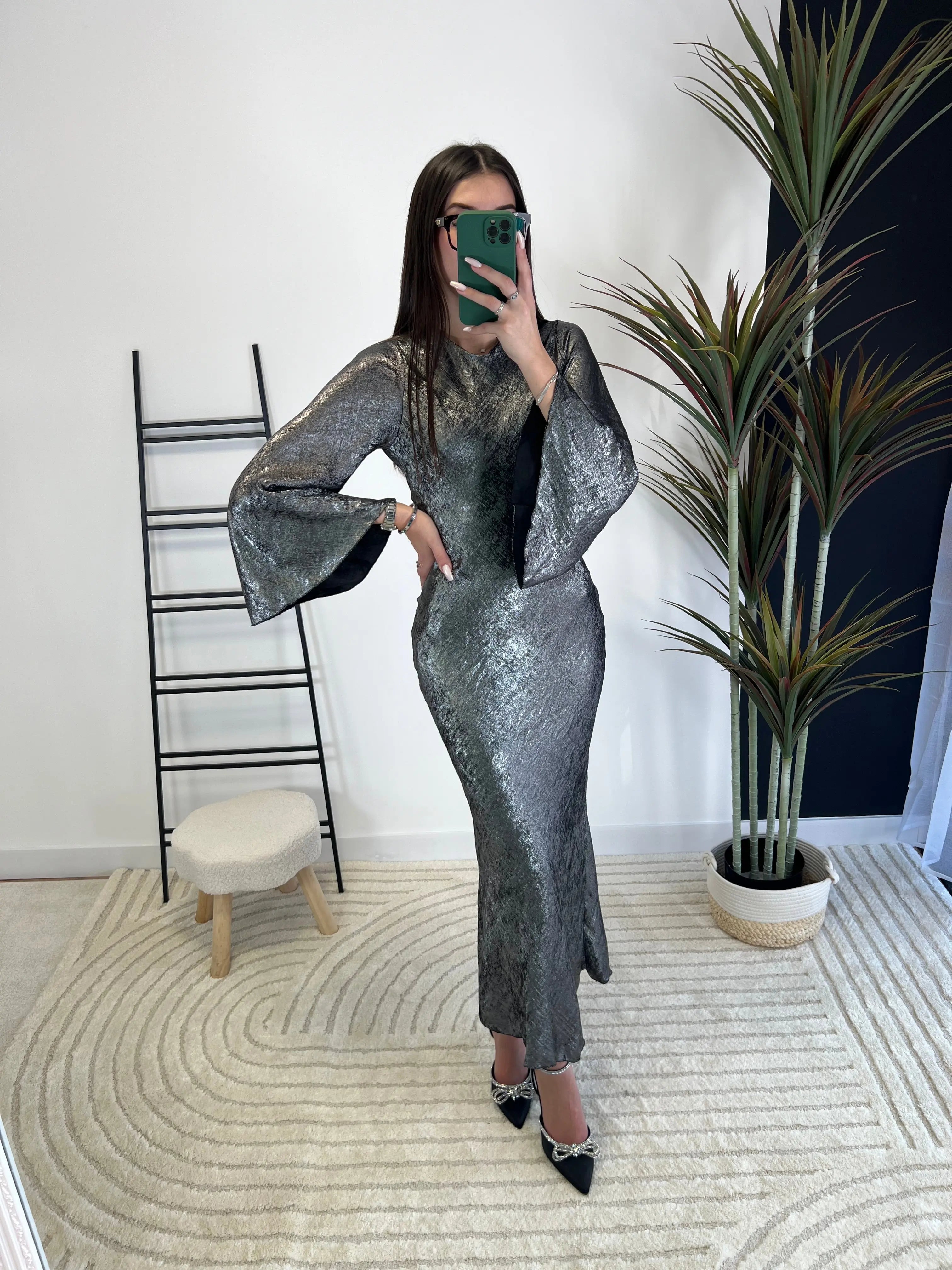 Robe longue argenté