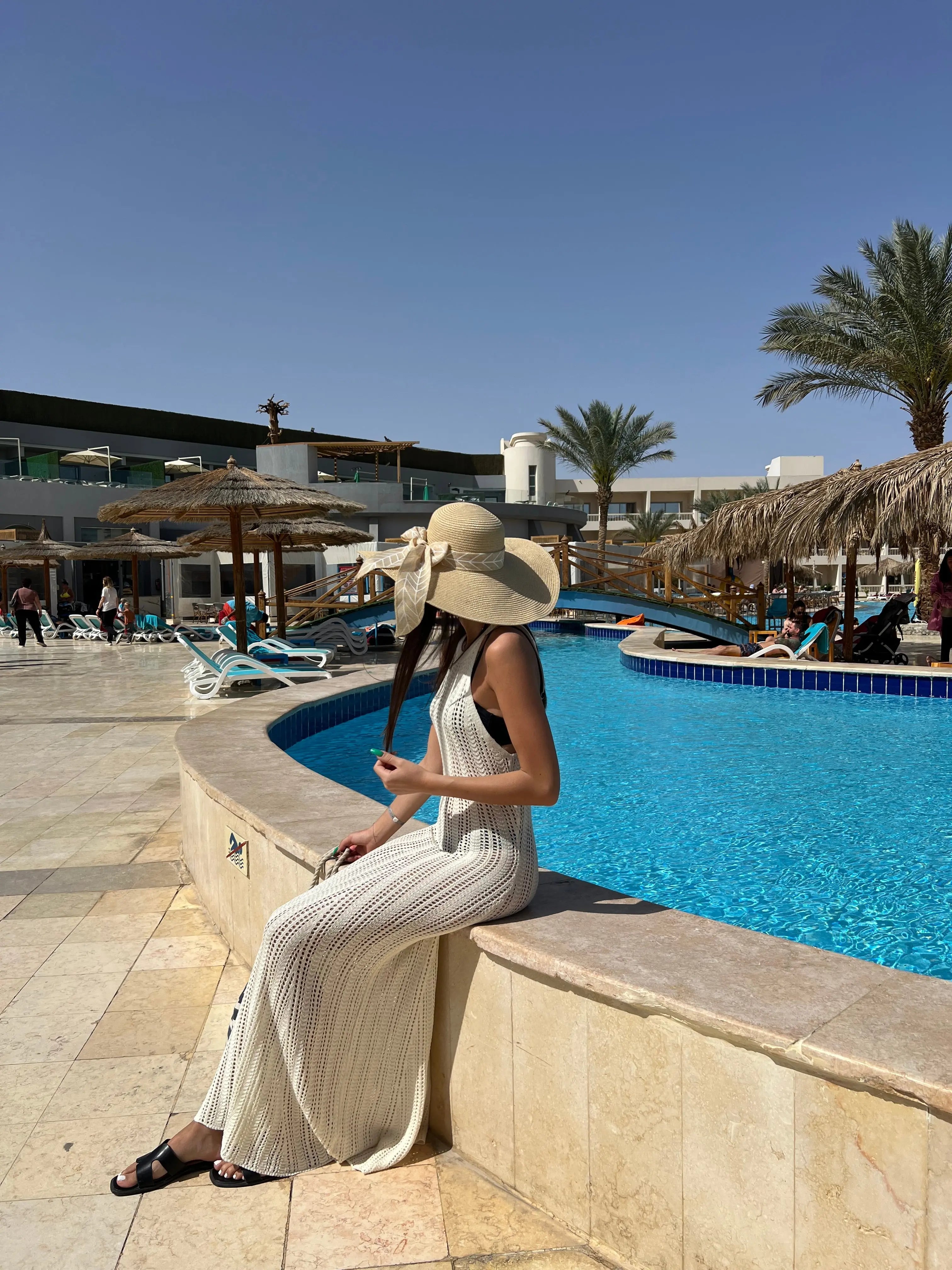 Robe longue beige en maille