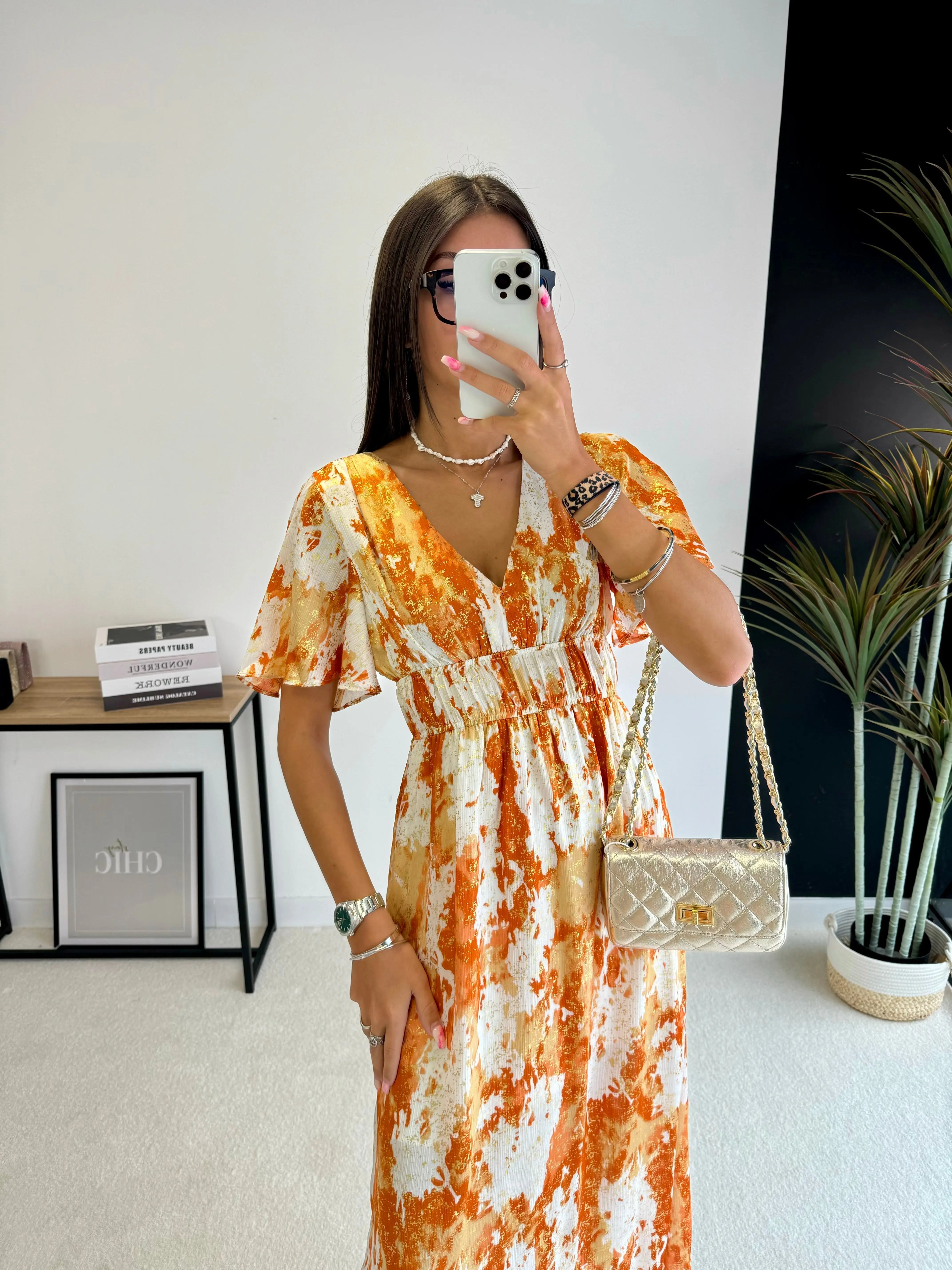 Robe longue orange