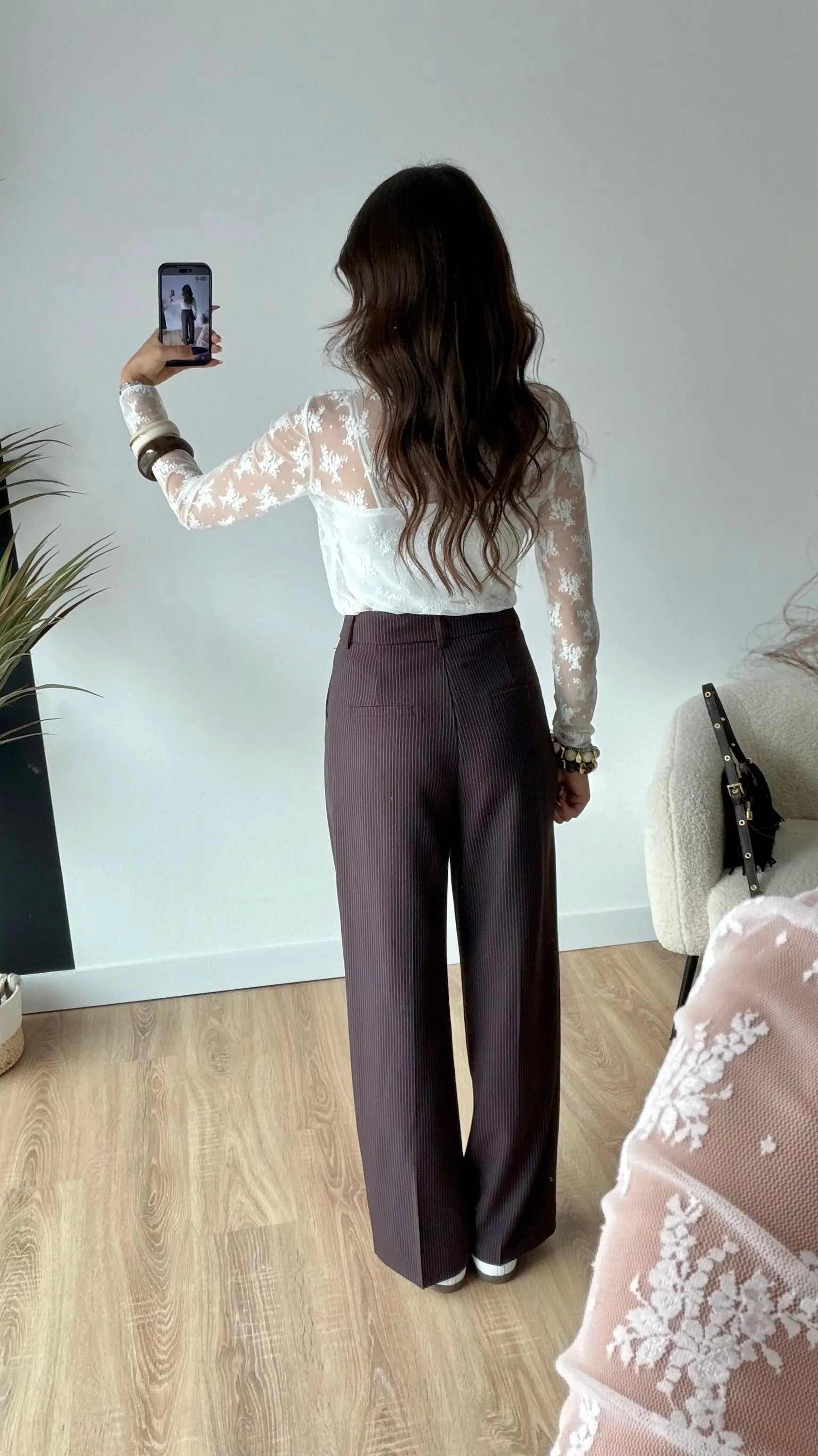 Top à dentelle blanc