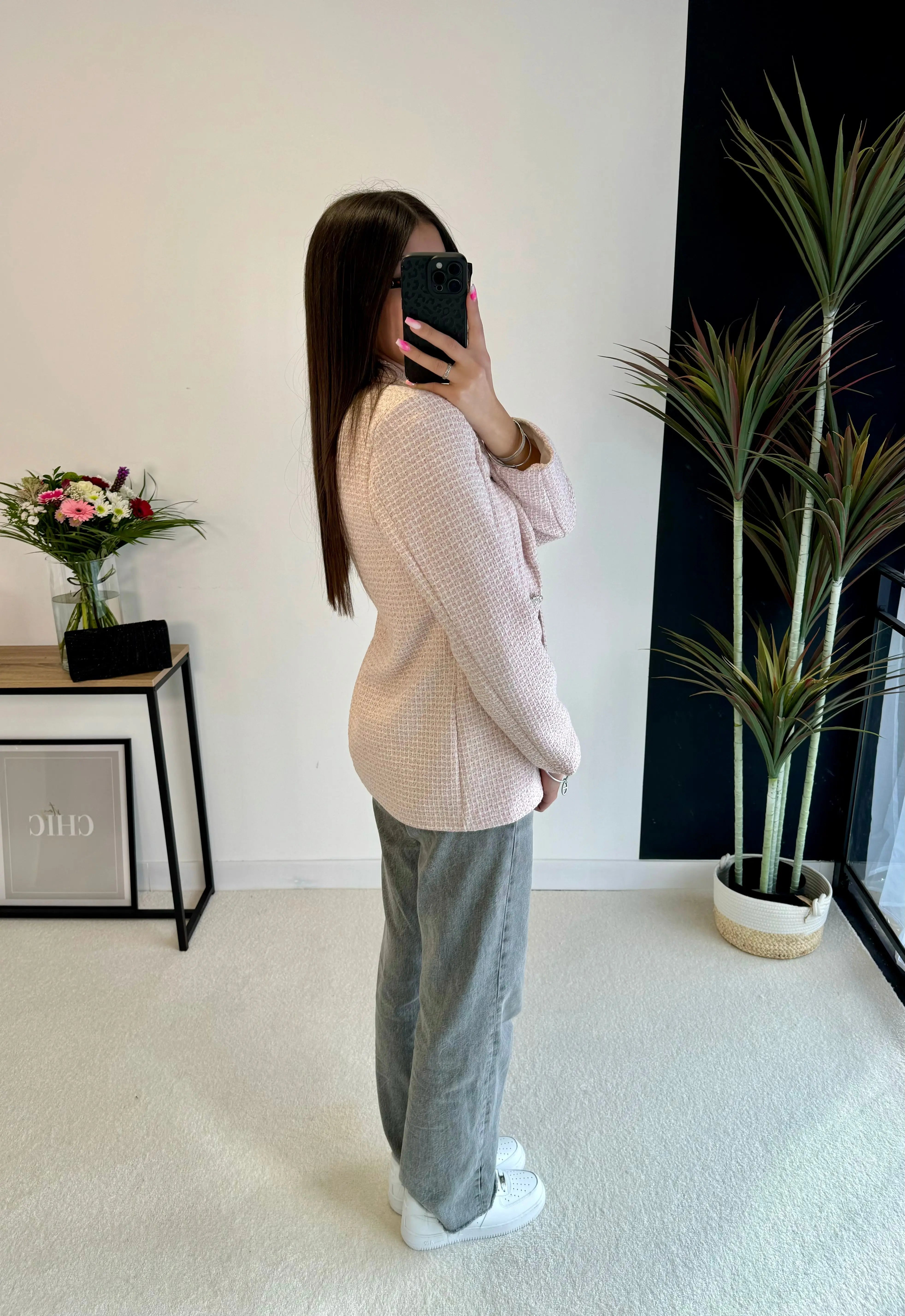 Blazer en tweed rose