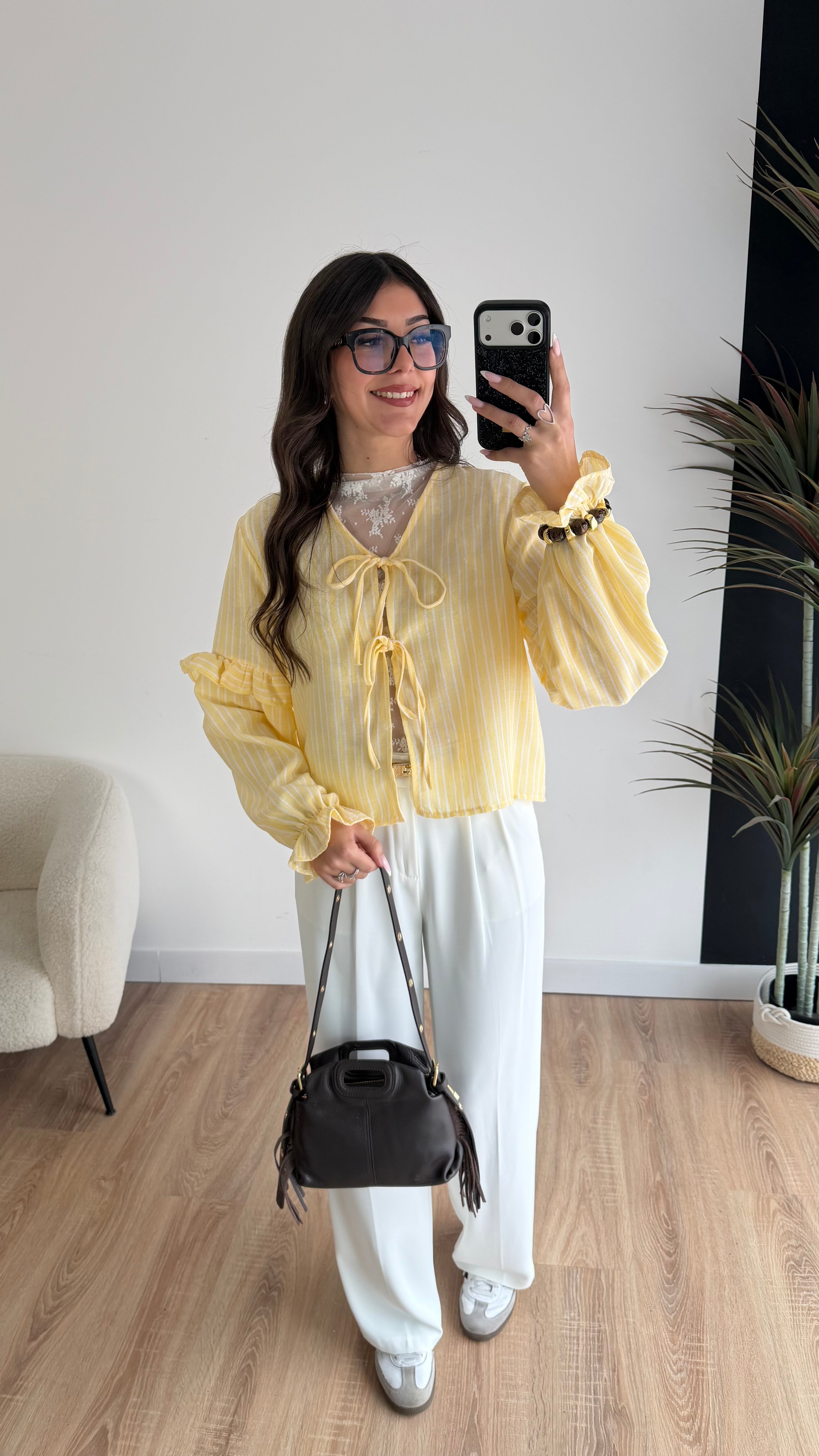 Blouse à rayures jaune