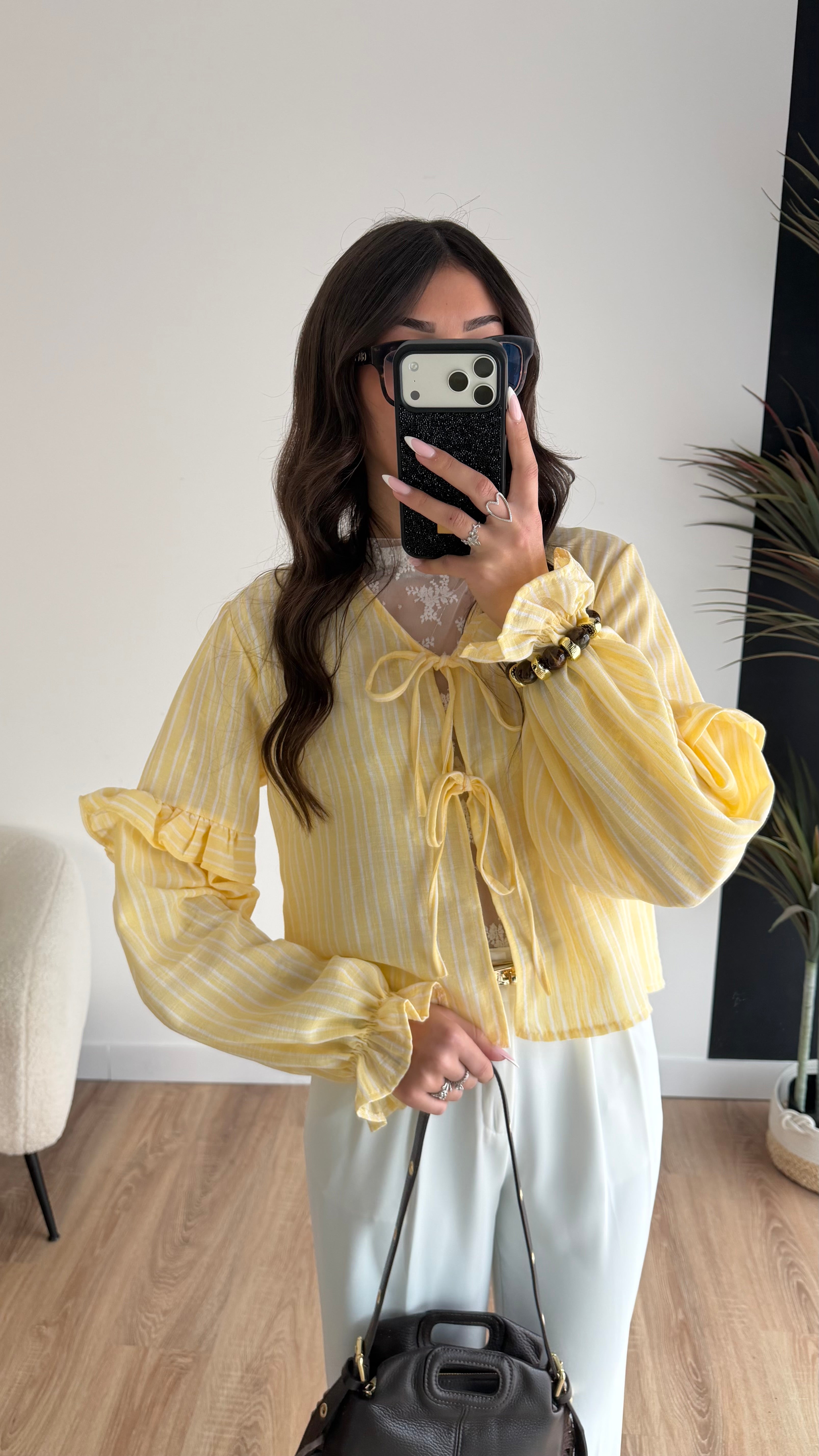 Blouse à rayures jaune