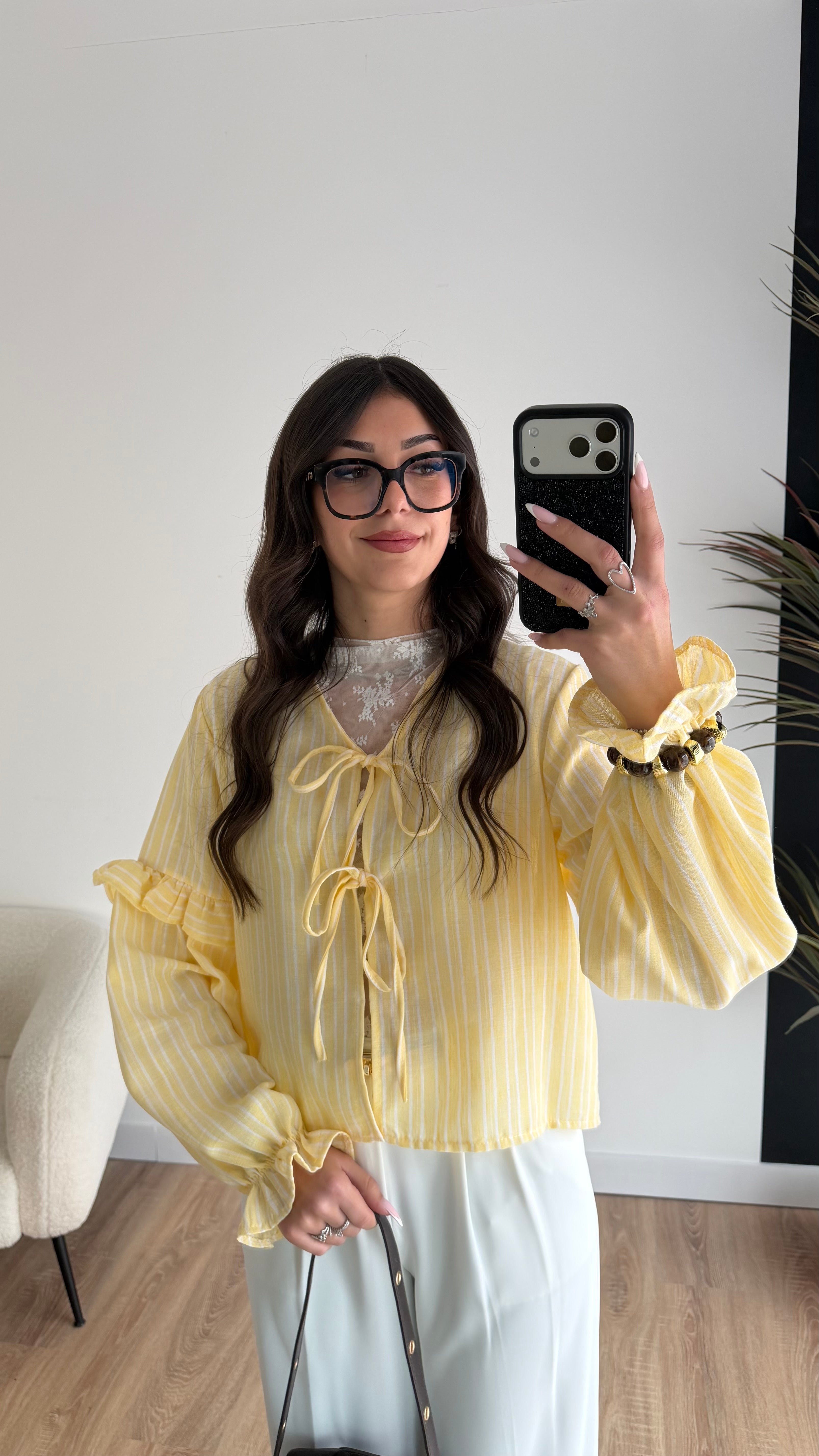 Blouse à rayures jaune