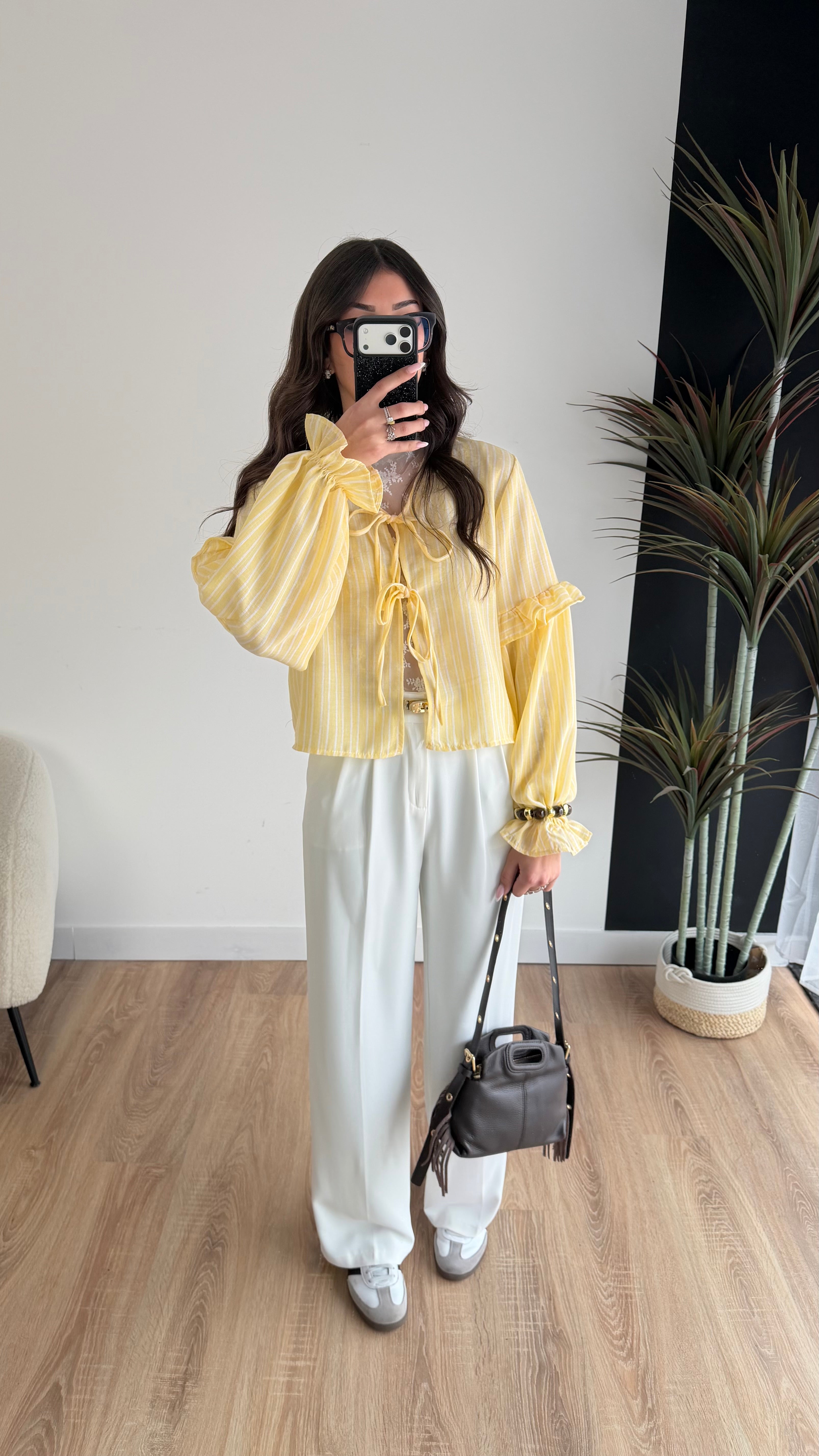 Blouse à rayures jaune