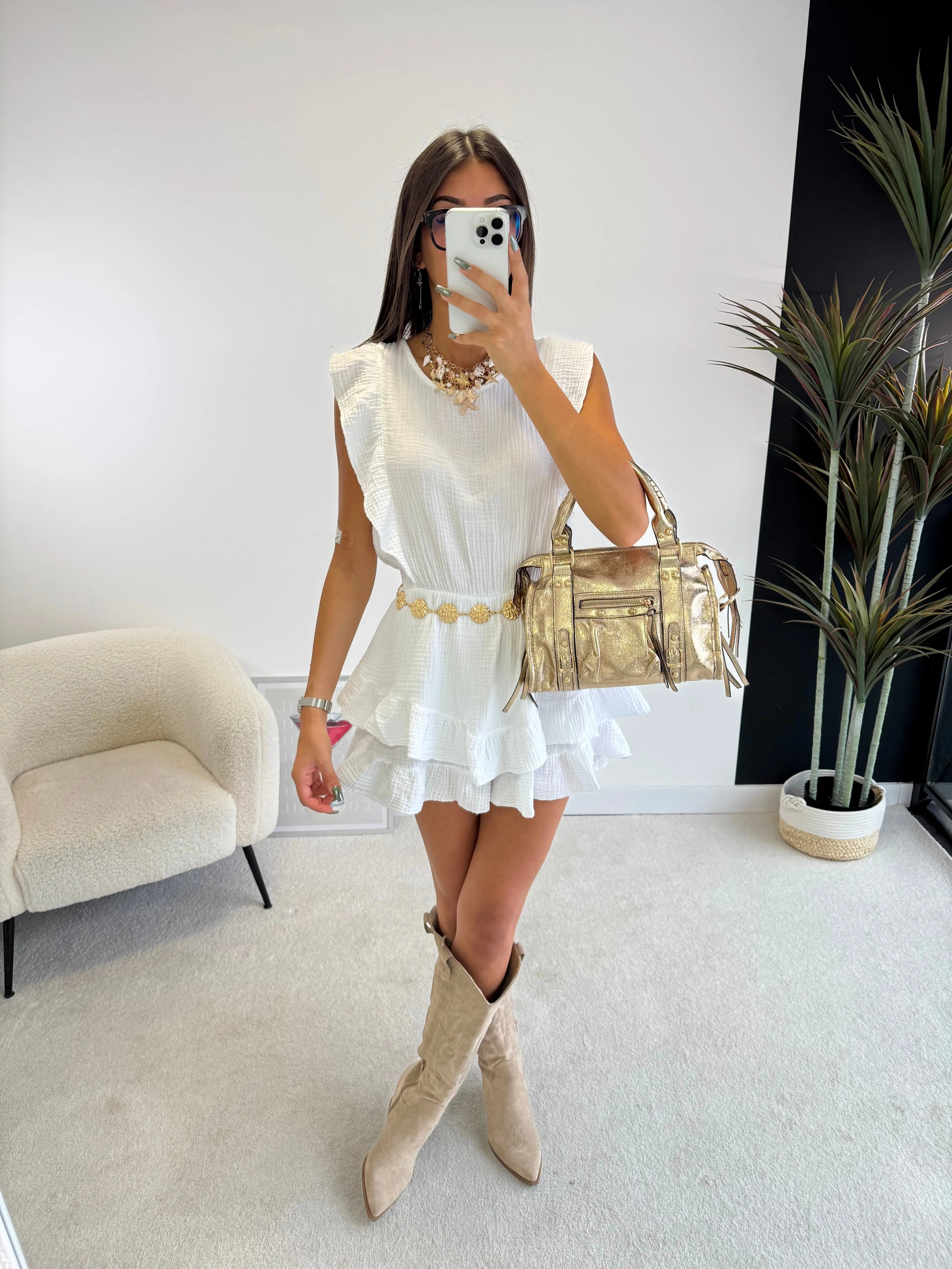 Combi-short en gaze de coton