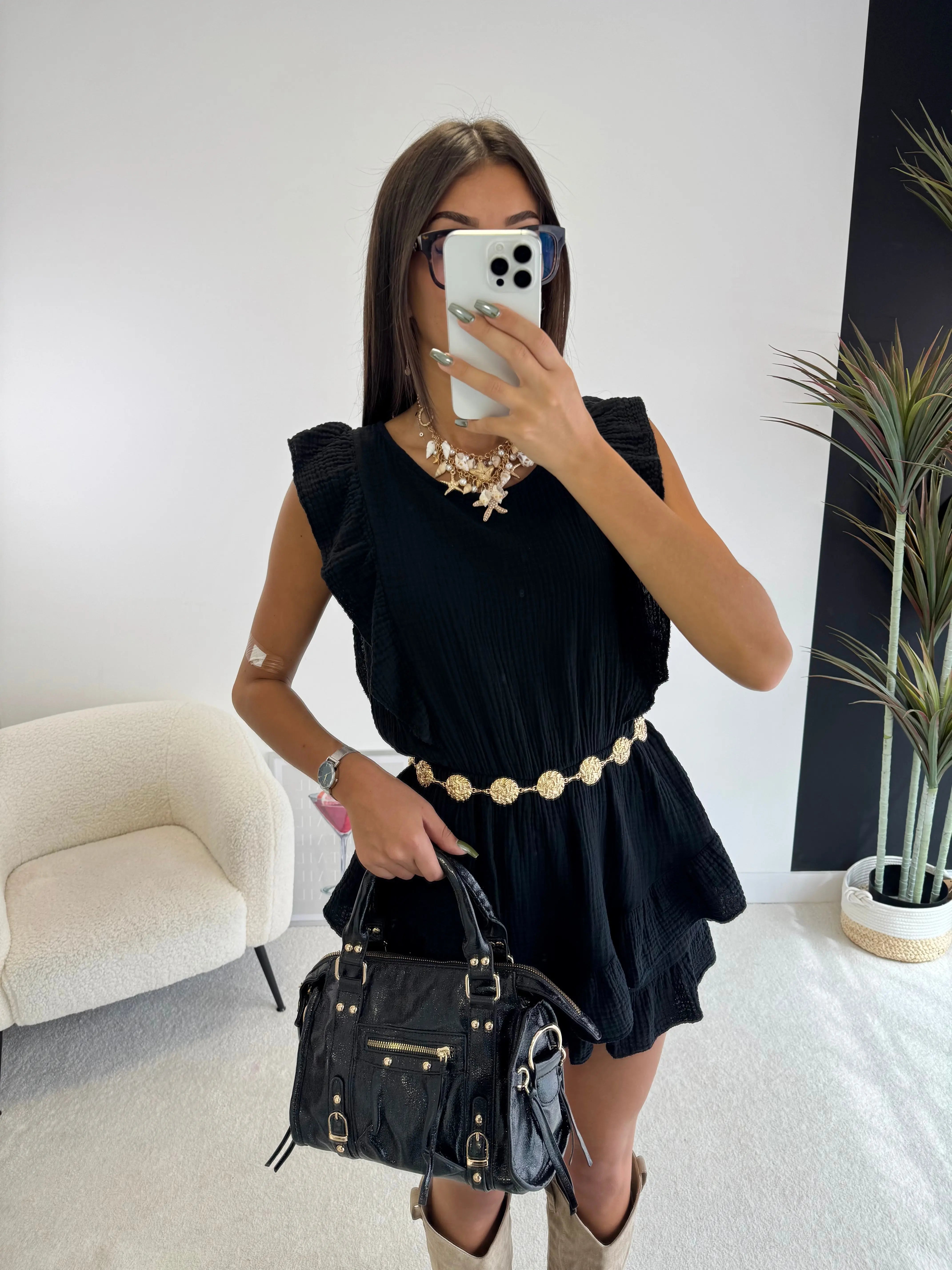 Combi-short en gaze de coton