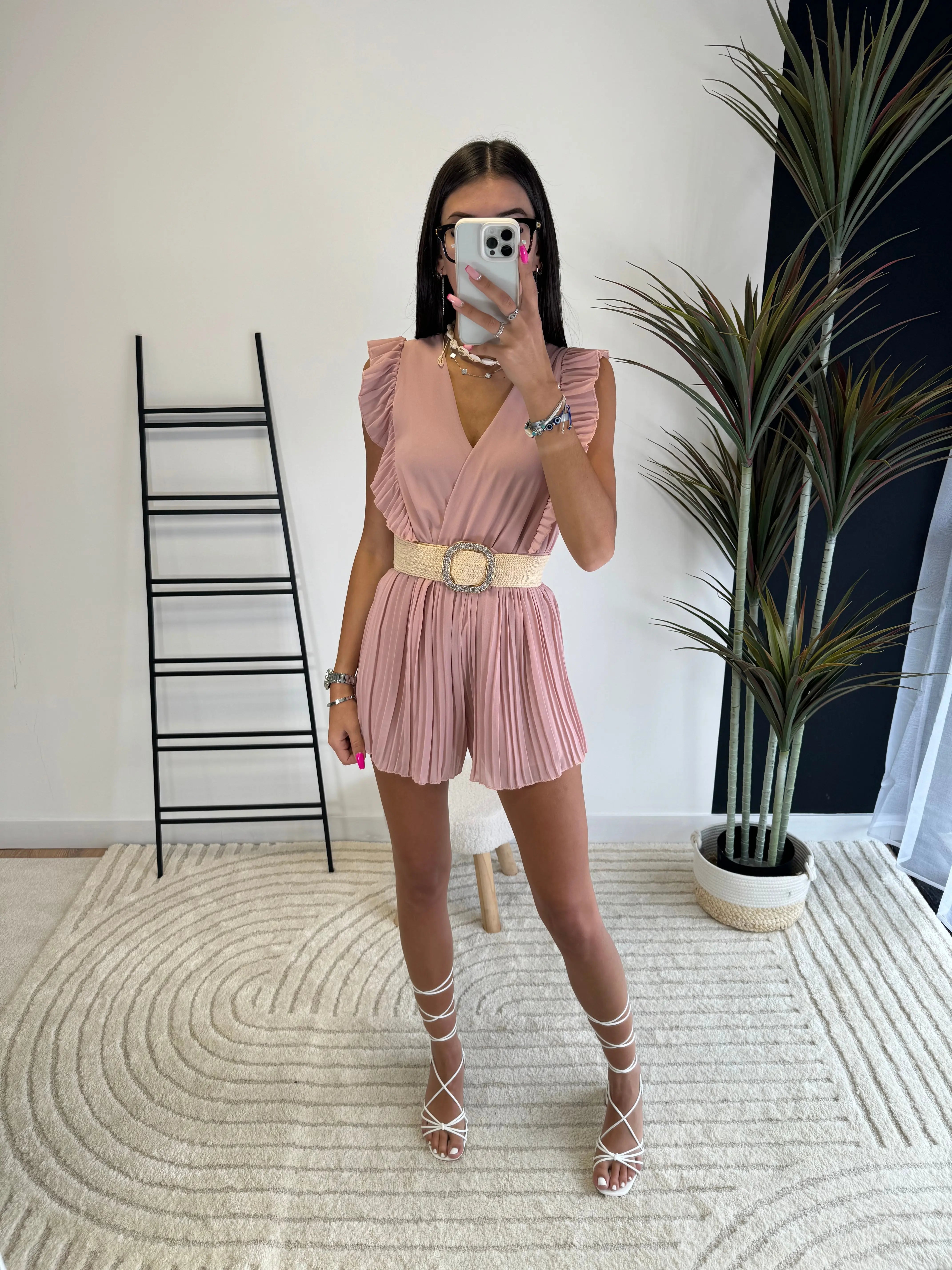 Combi-short plissée