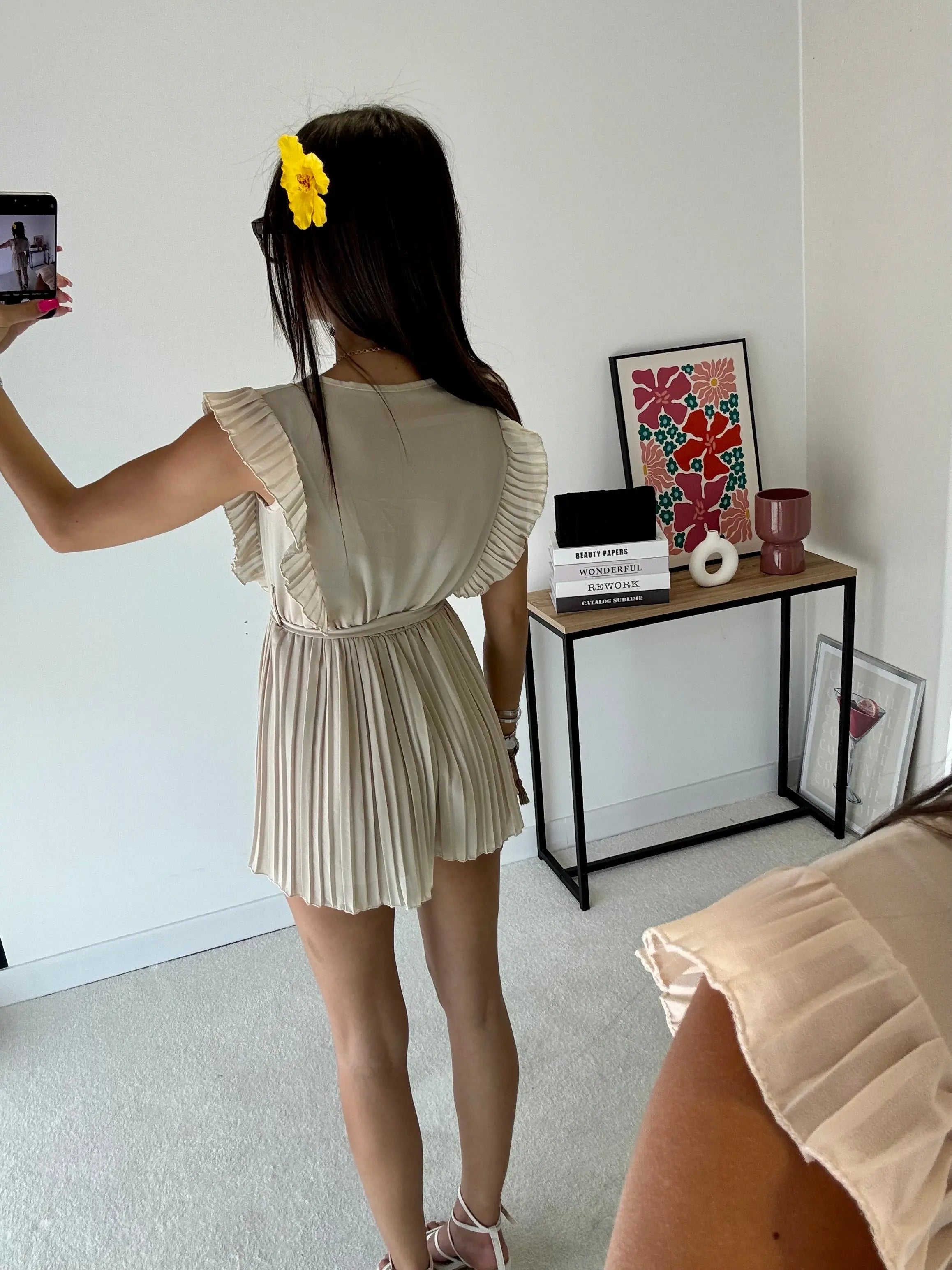 Combi-short plissée