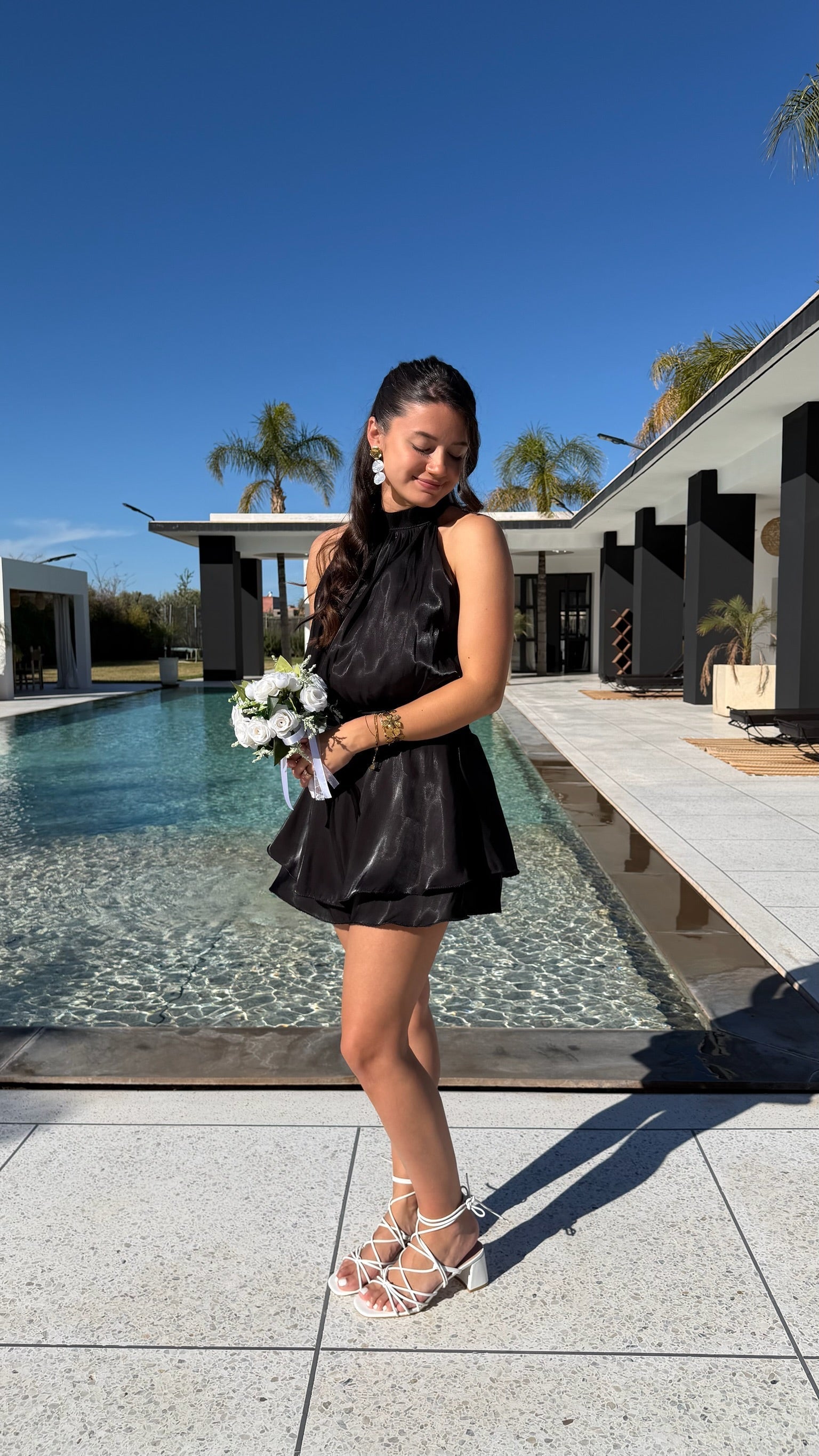 Combi-short satinée