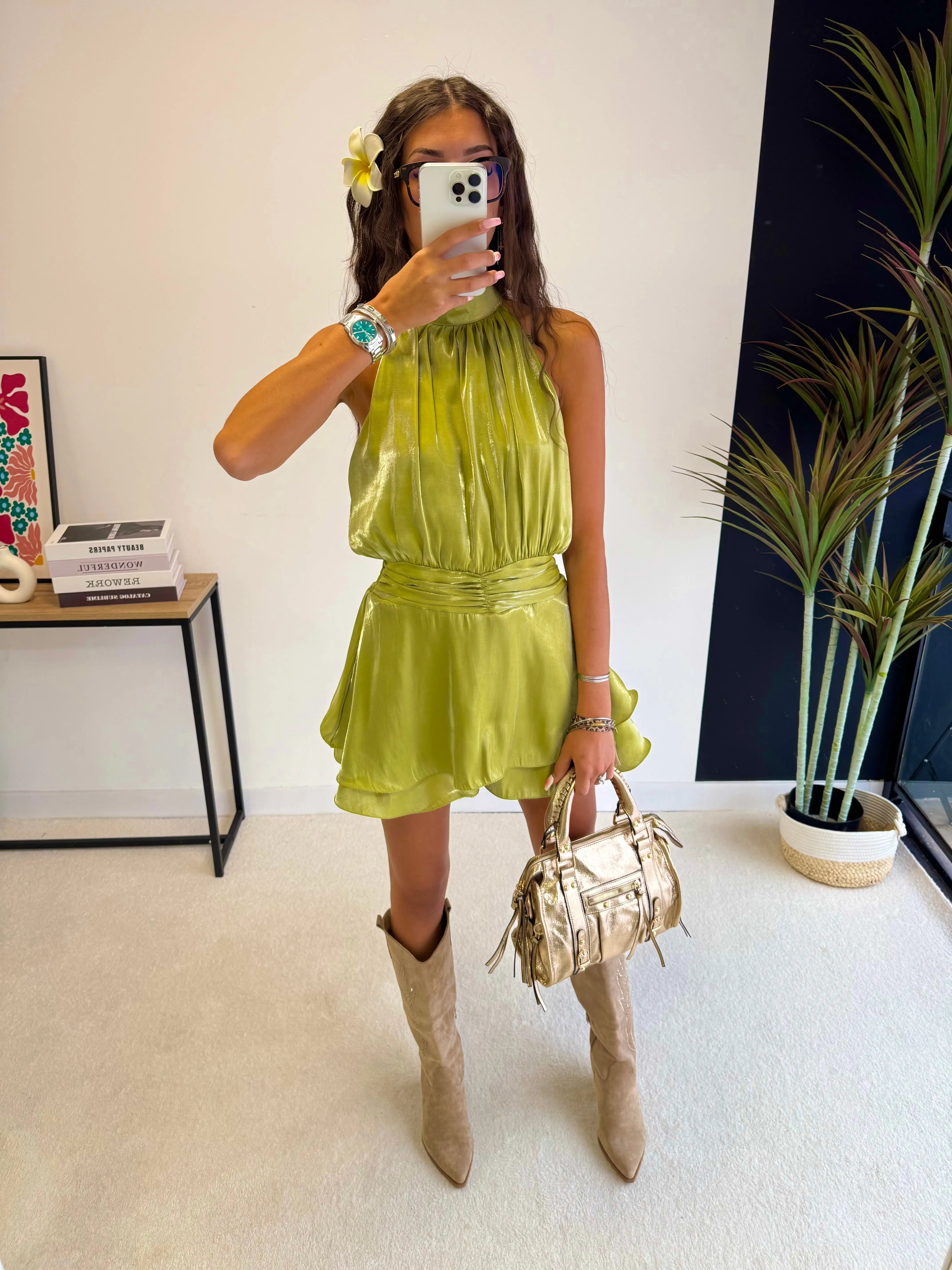 Combi-short satinée