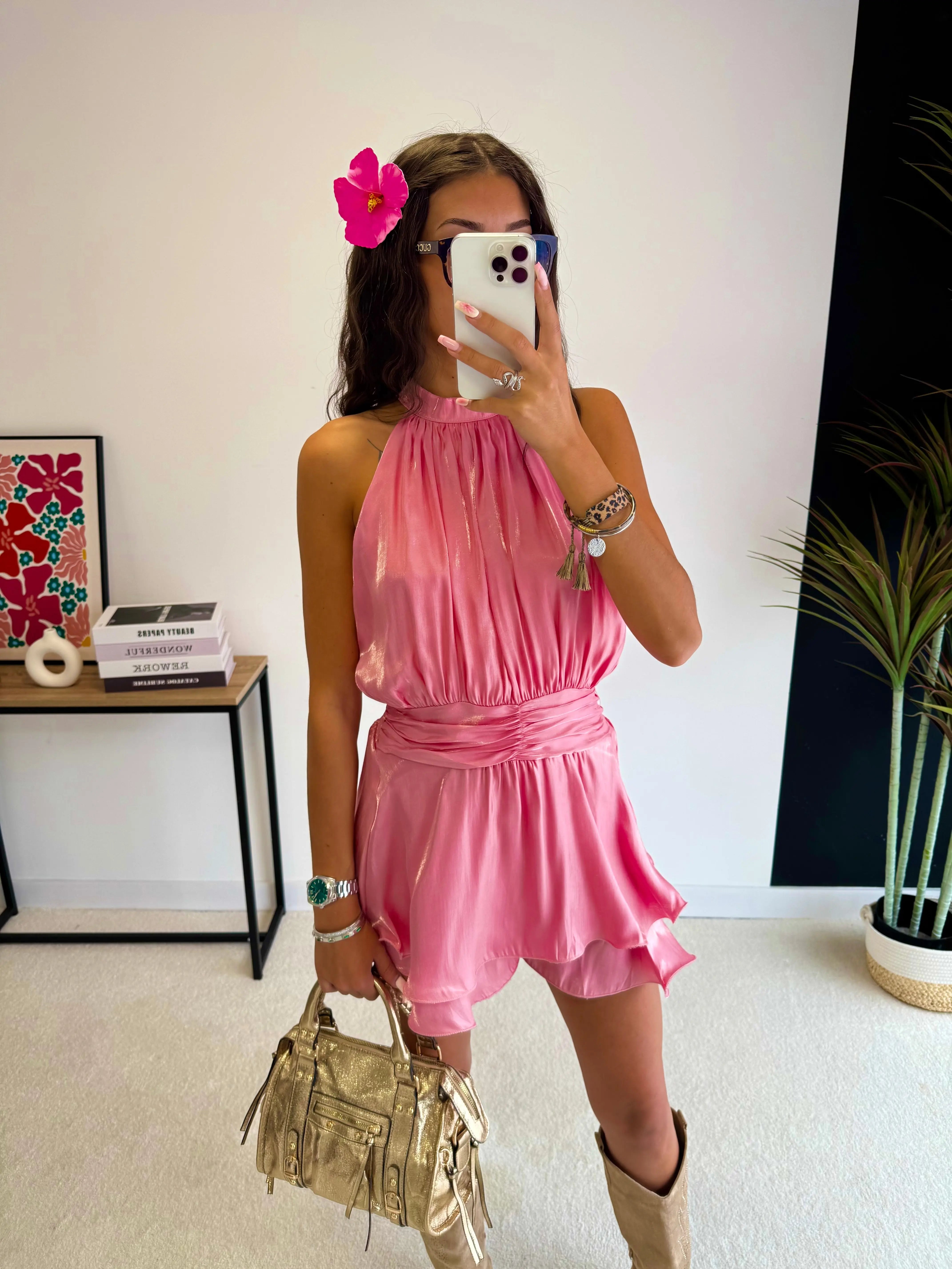 Combi-short satinée