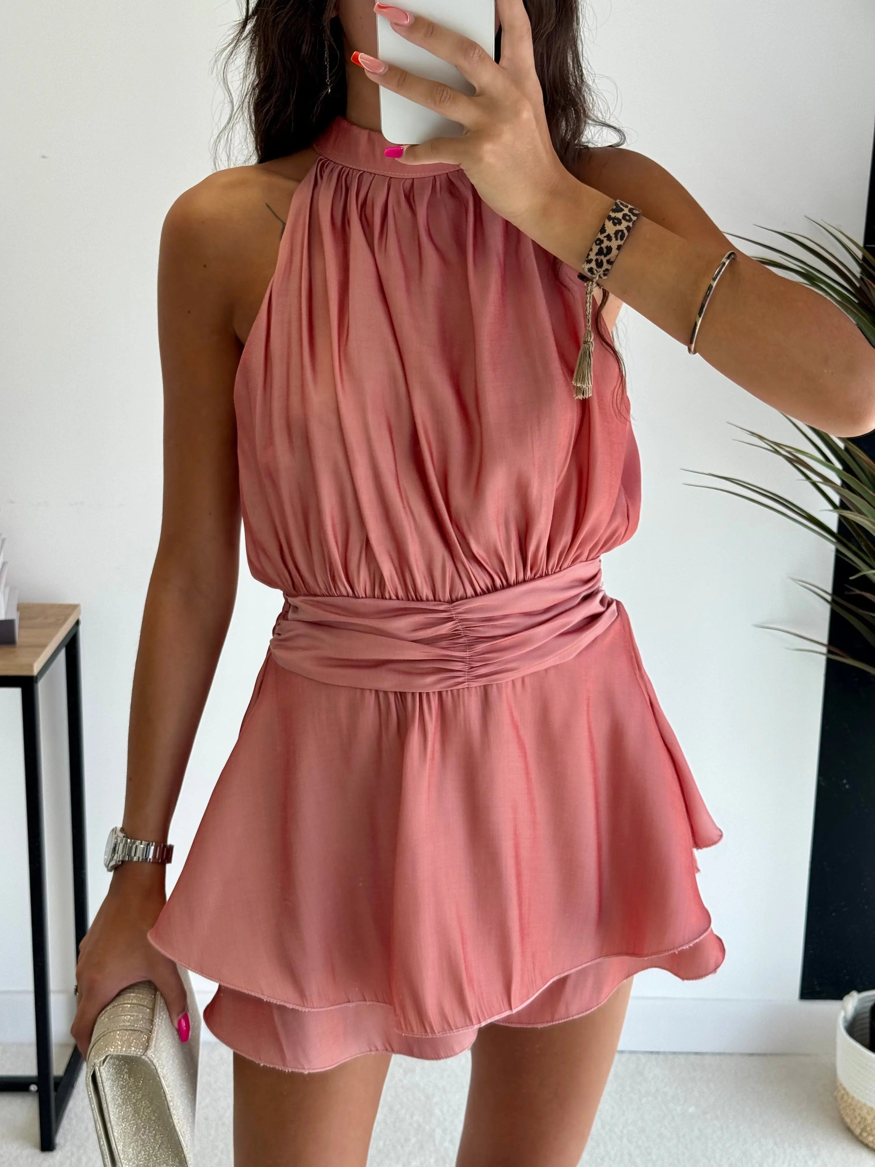 Combi-short satinée