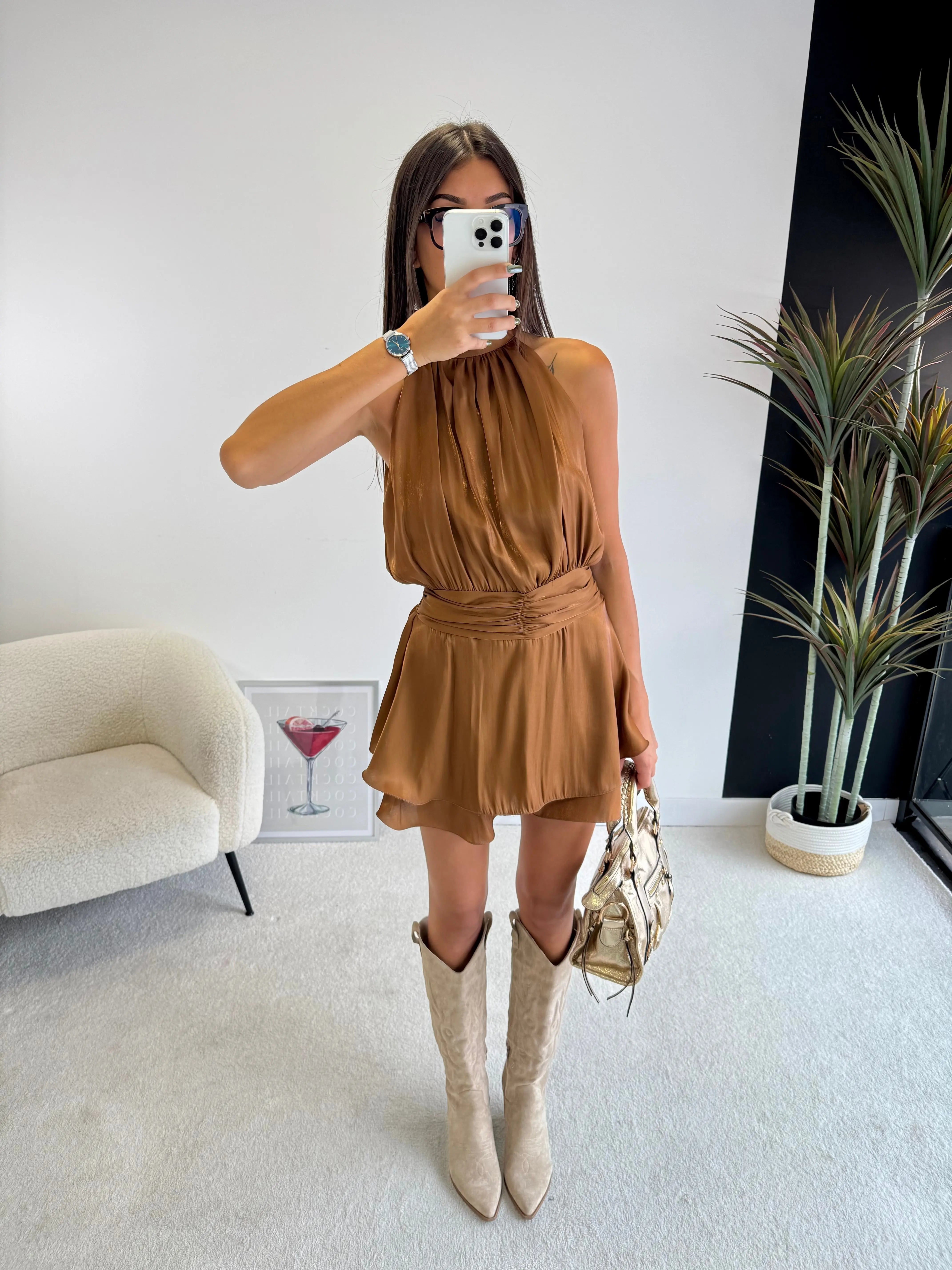 Combi-short satinée