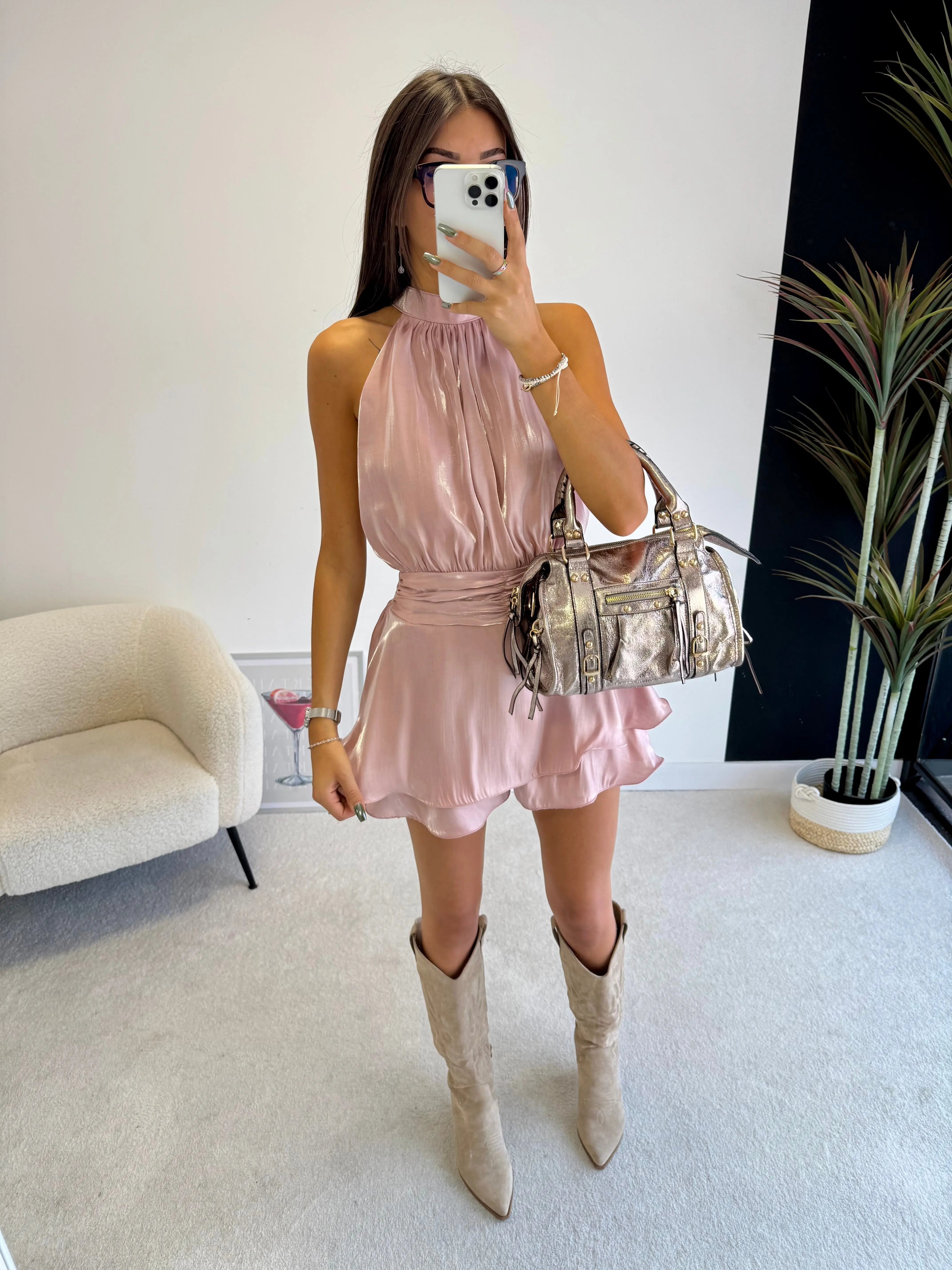 Combi-short satinée