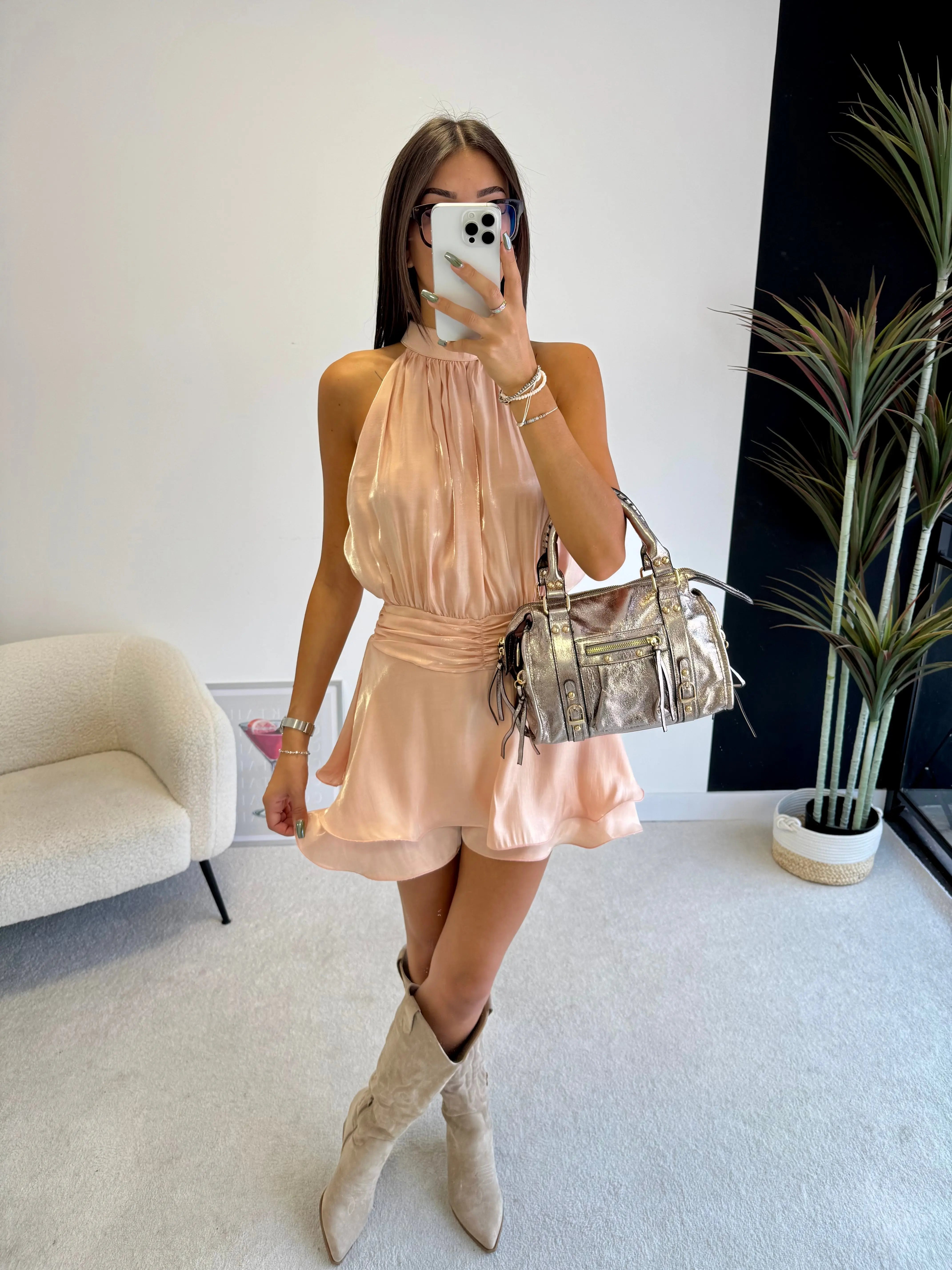 Combi-short satinée