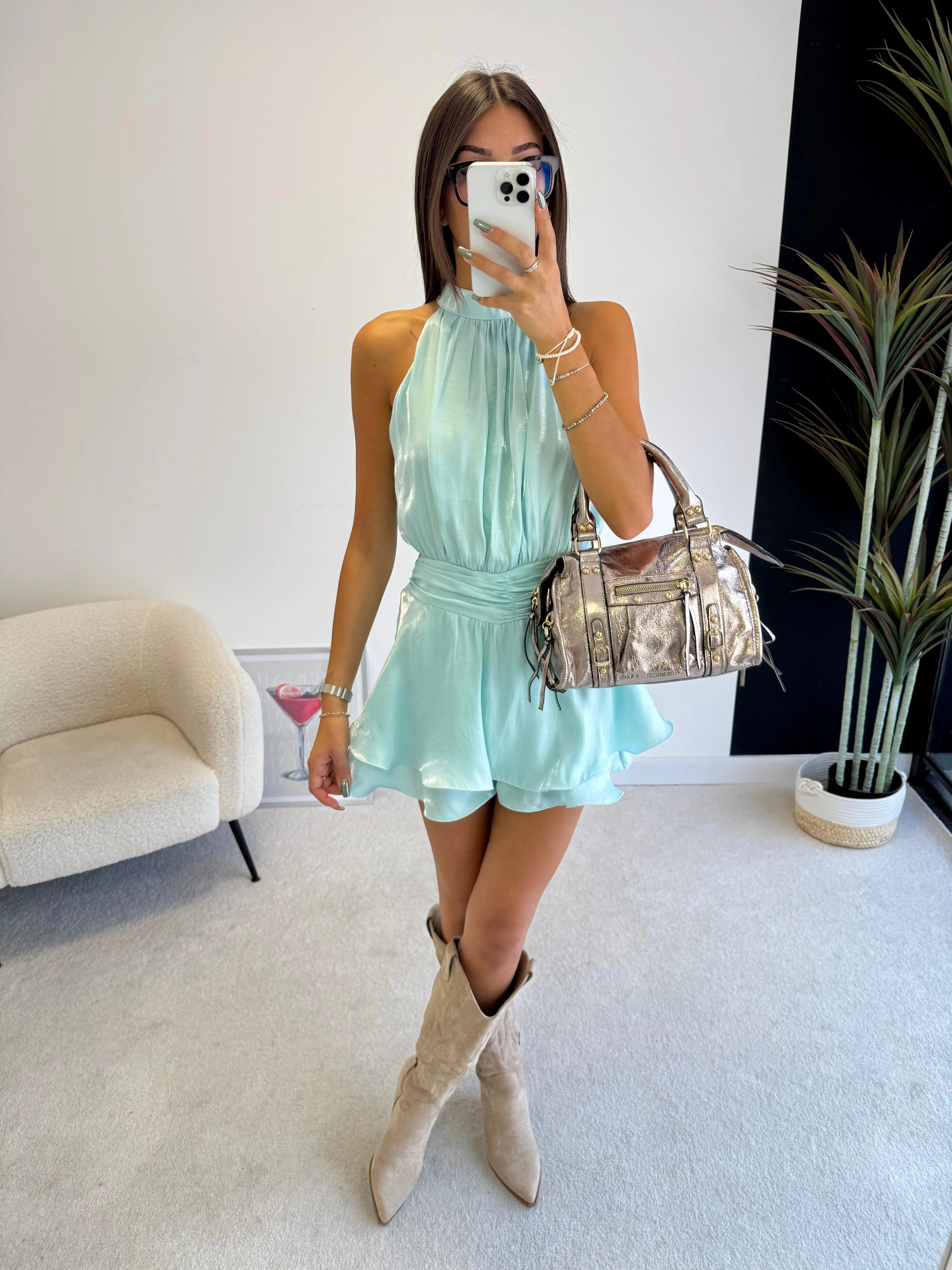 Combi-short satinée