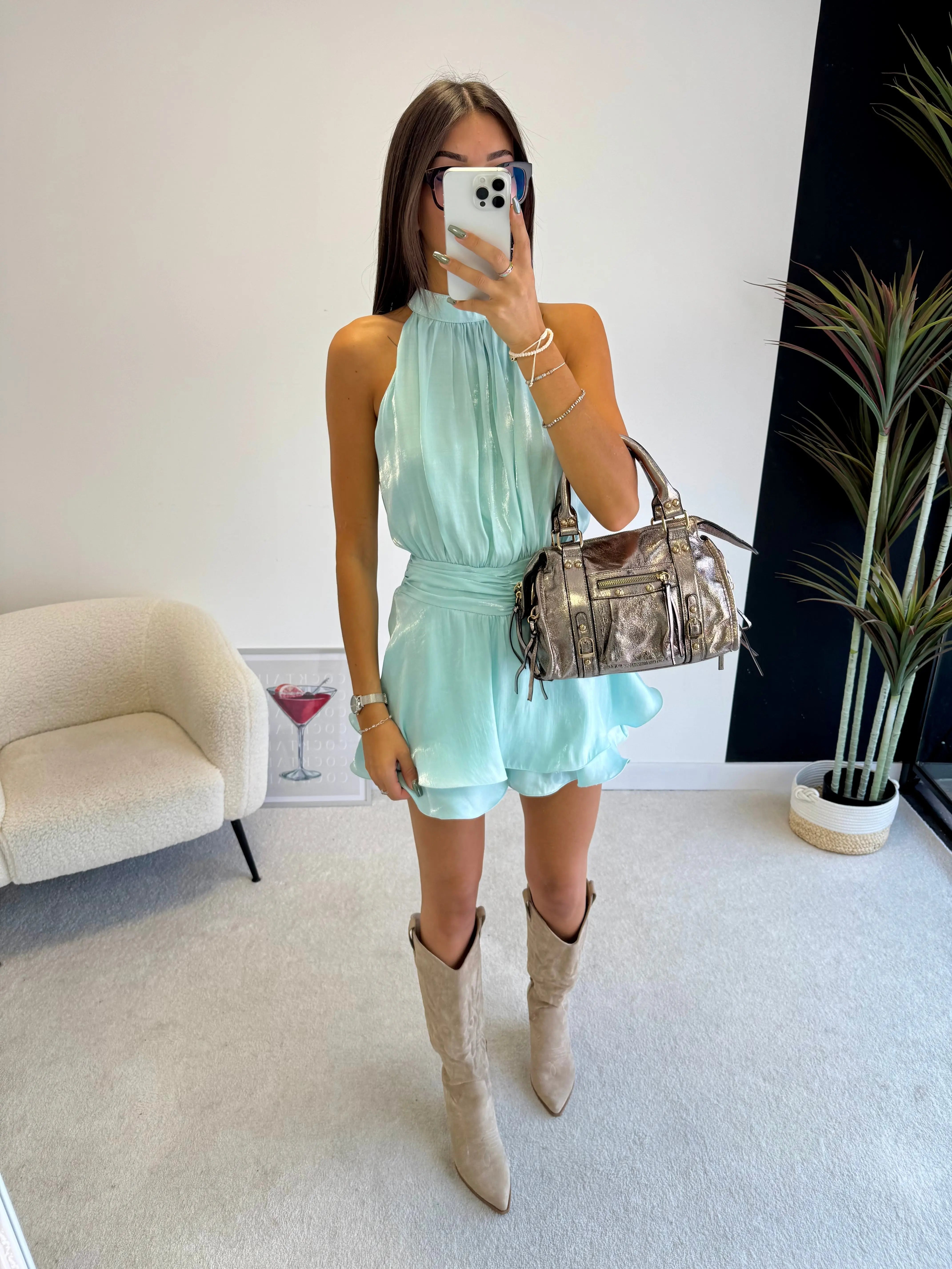 Combi-short satinée