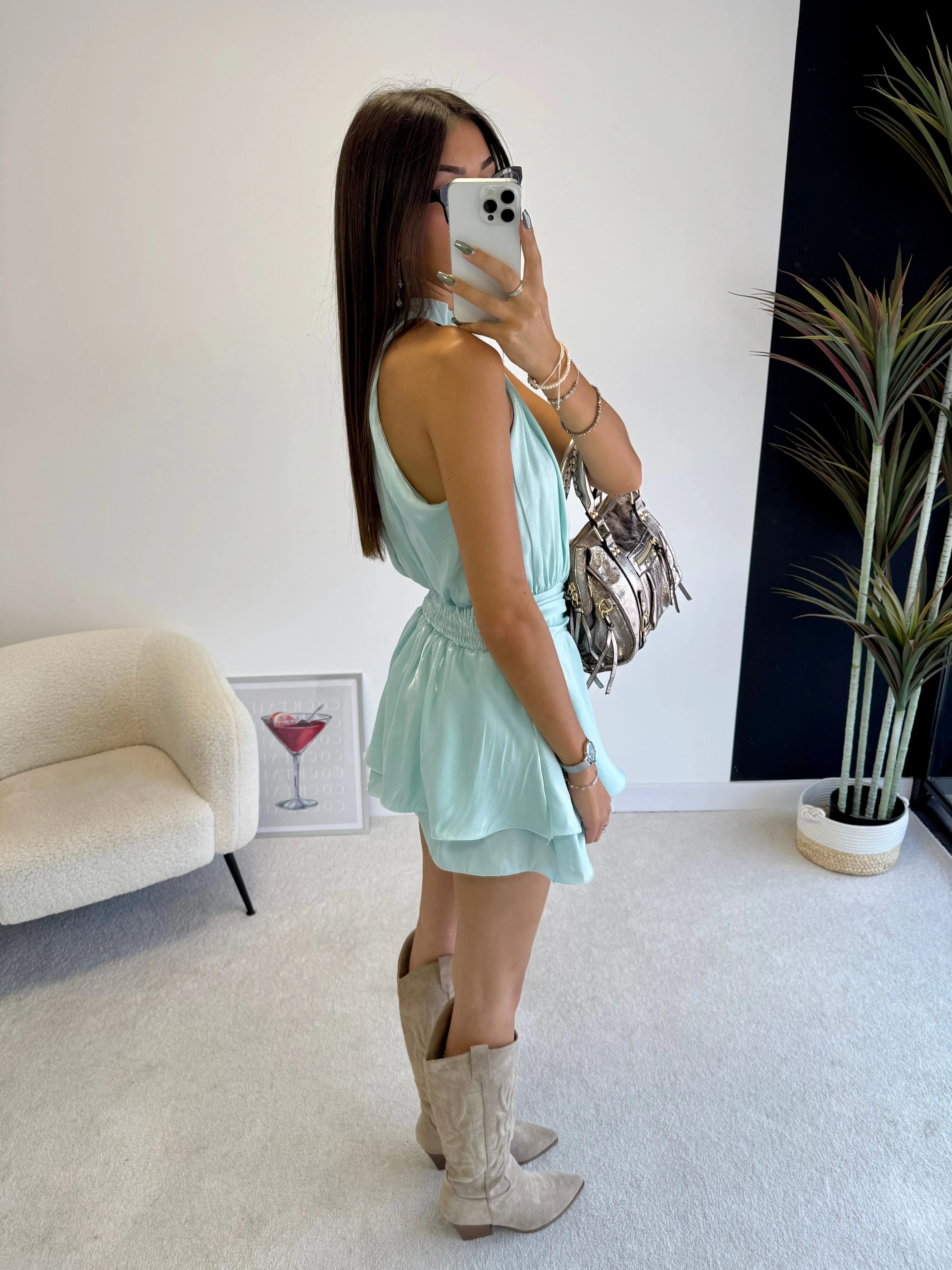 Combi-short satinée