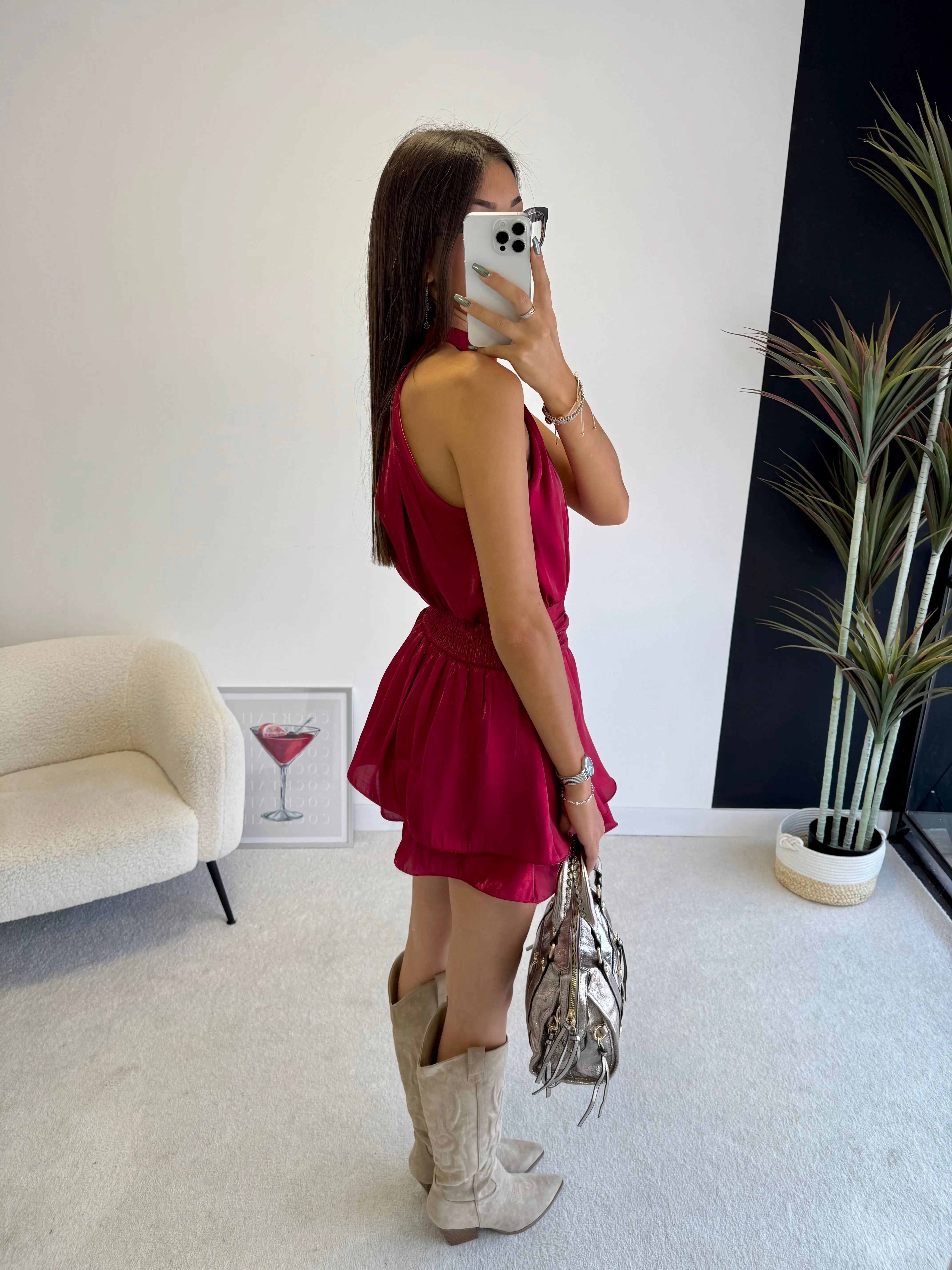 Combi-short satinée