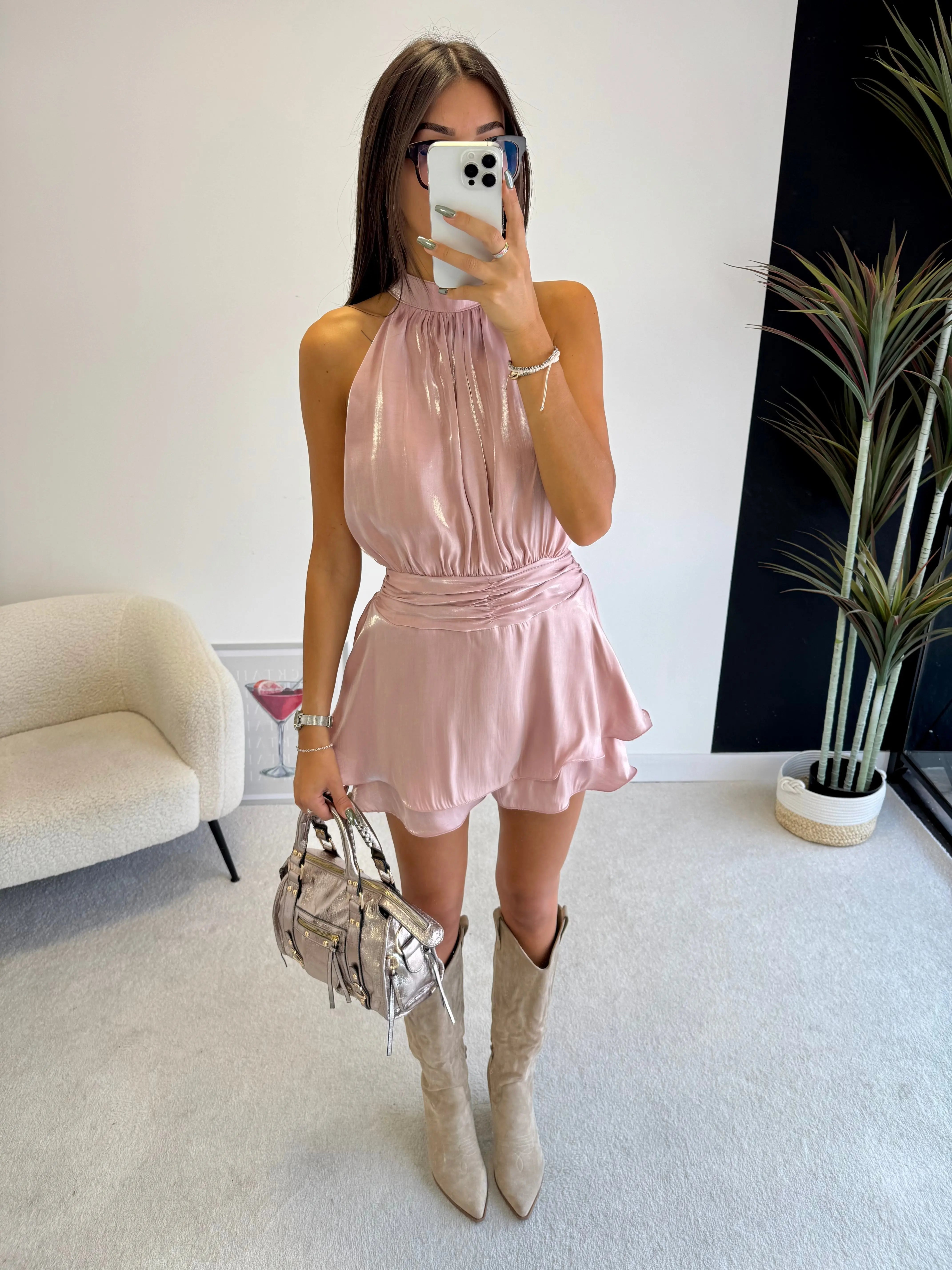 Combi-short satinée