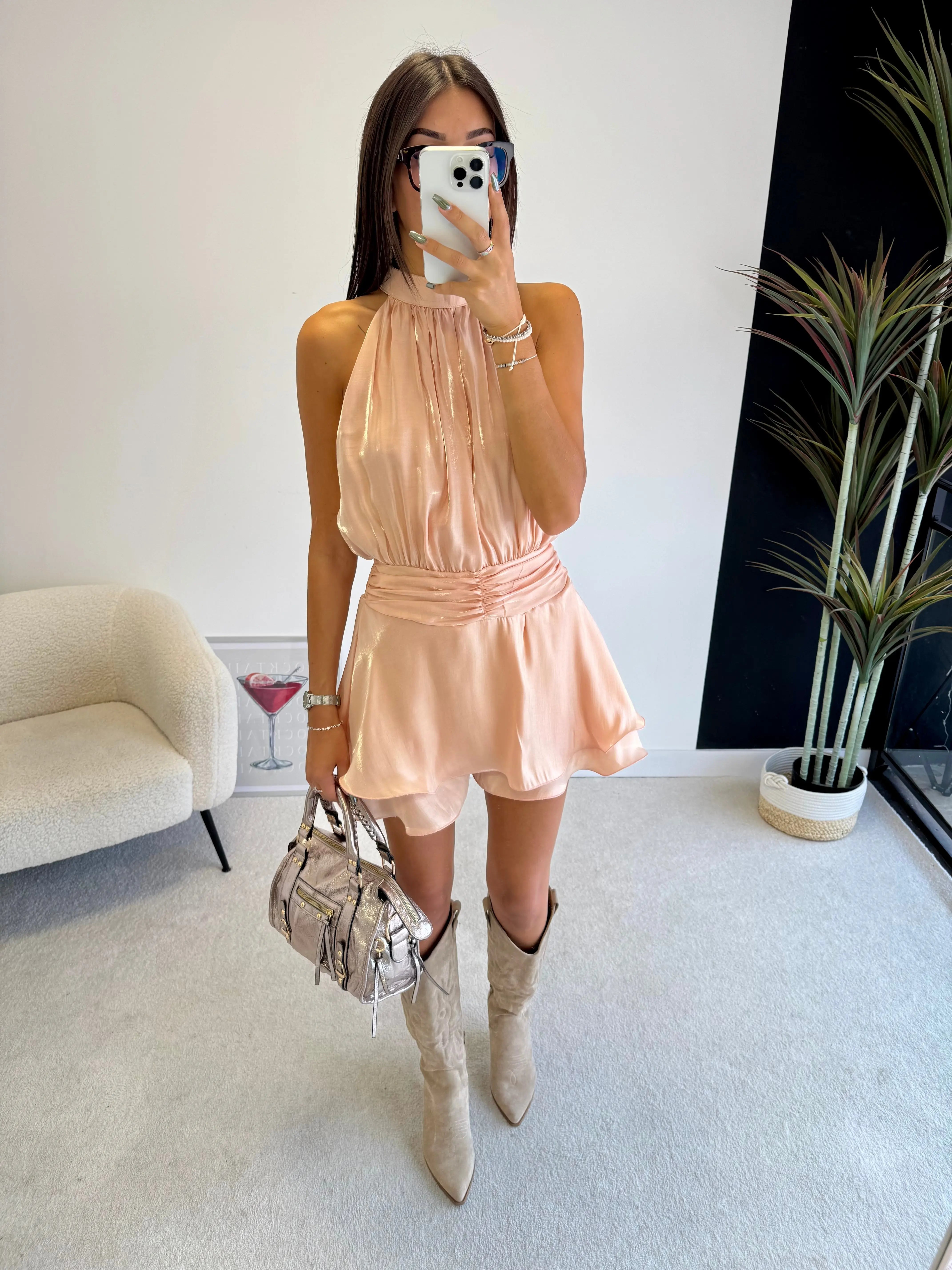 Combi-short satinée